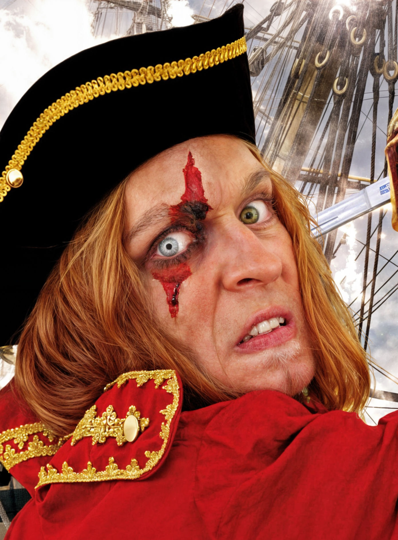 Auge um Auge Schnittwunde Latexapplikation