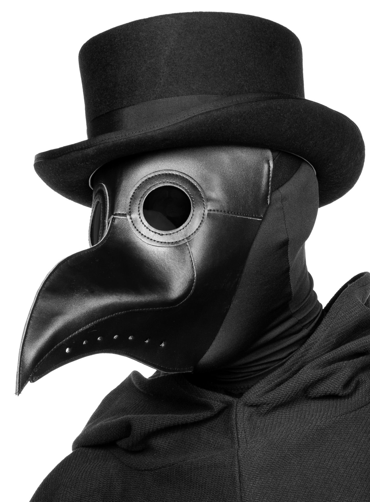 Schwarze Pestdoktor Maske aus Kunstleder