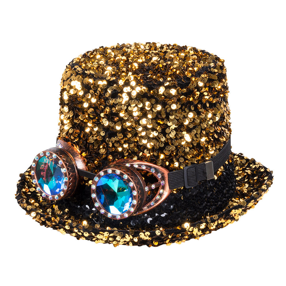 Glitzergold Steampunk-Zylinder