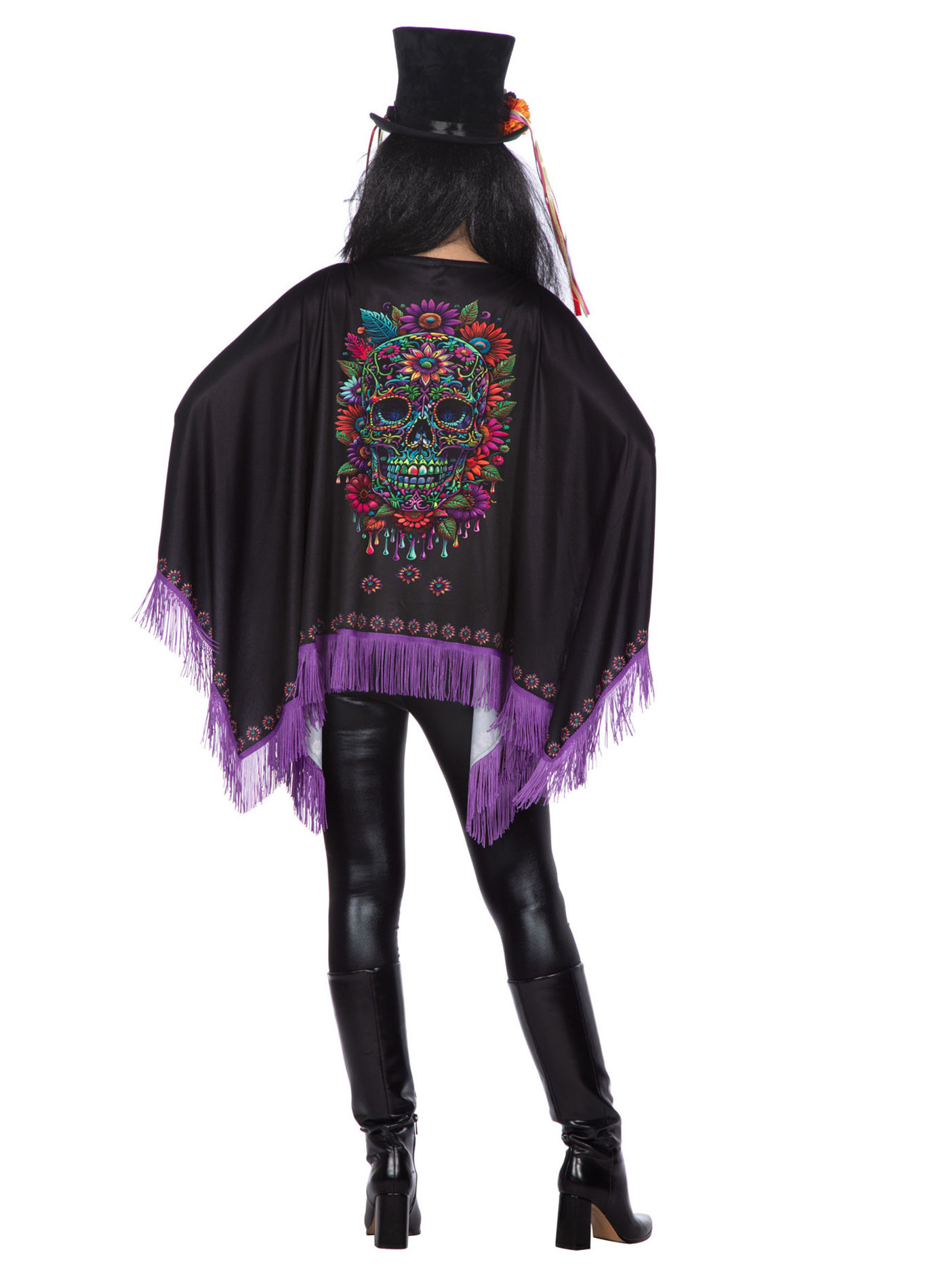 Dia de los Muertos Poncho mit Neon-Skull