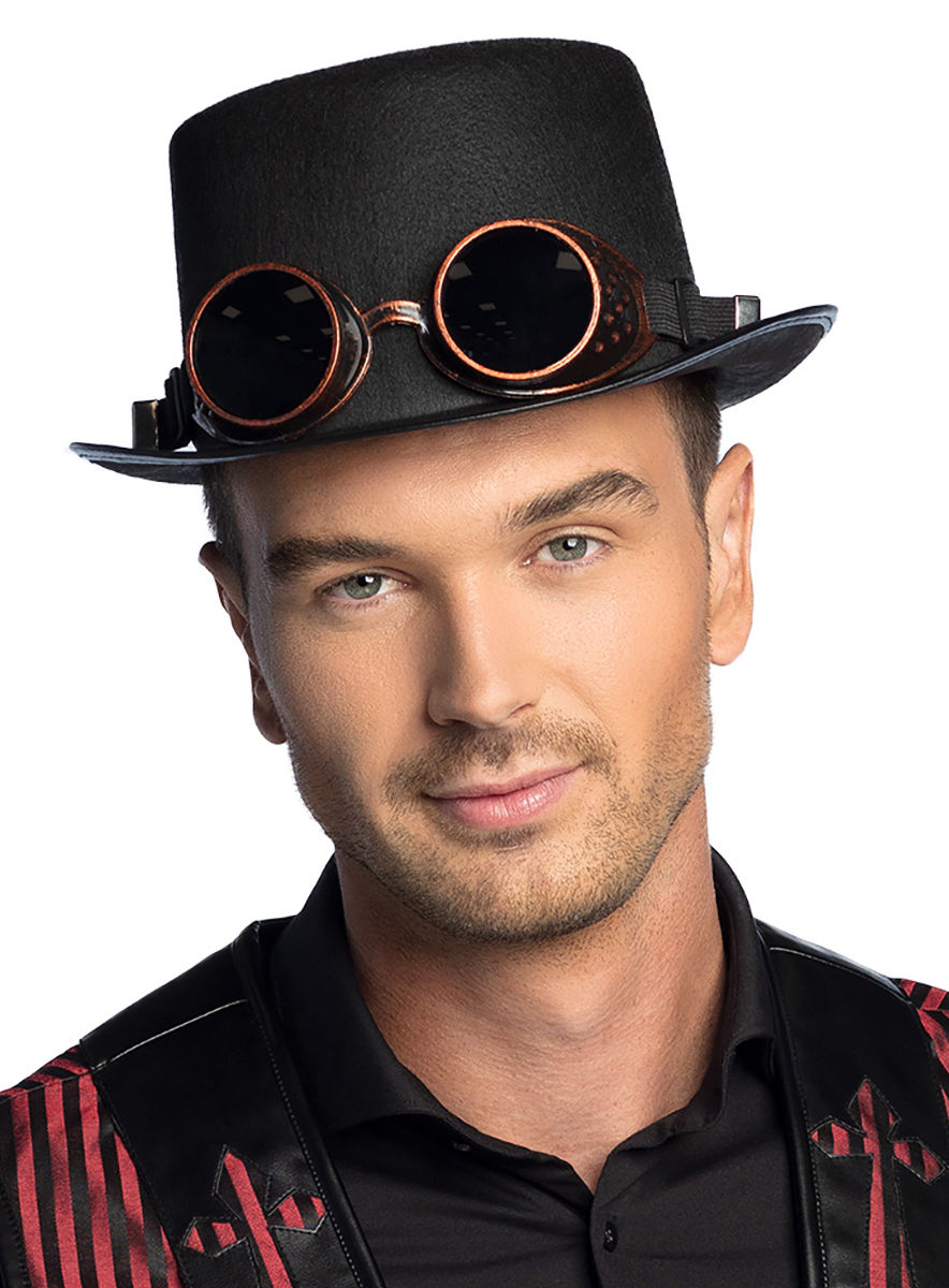 Steampunk Kutscherhut mit Brille