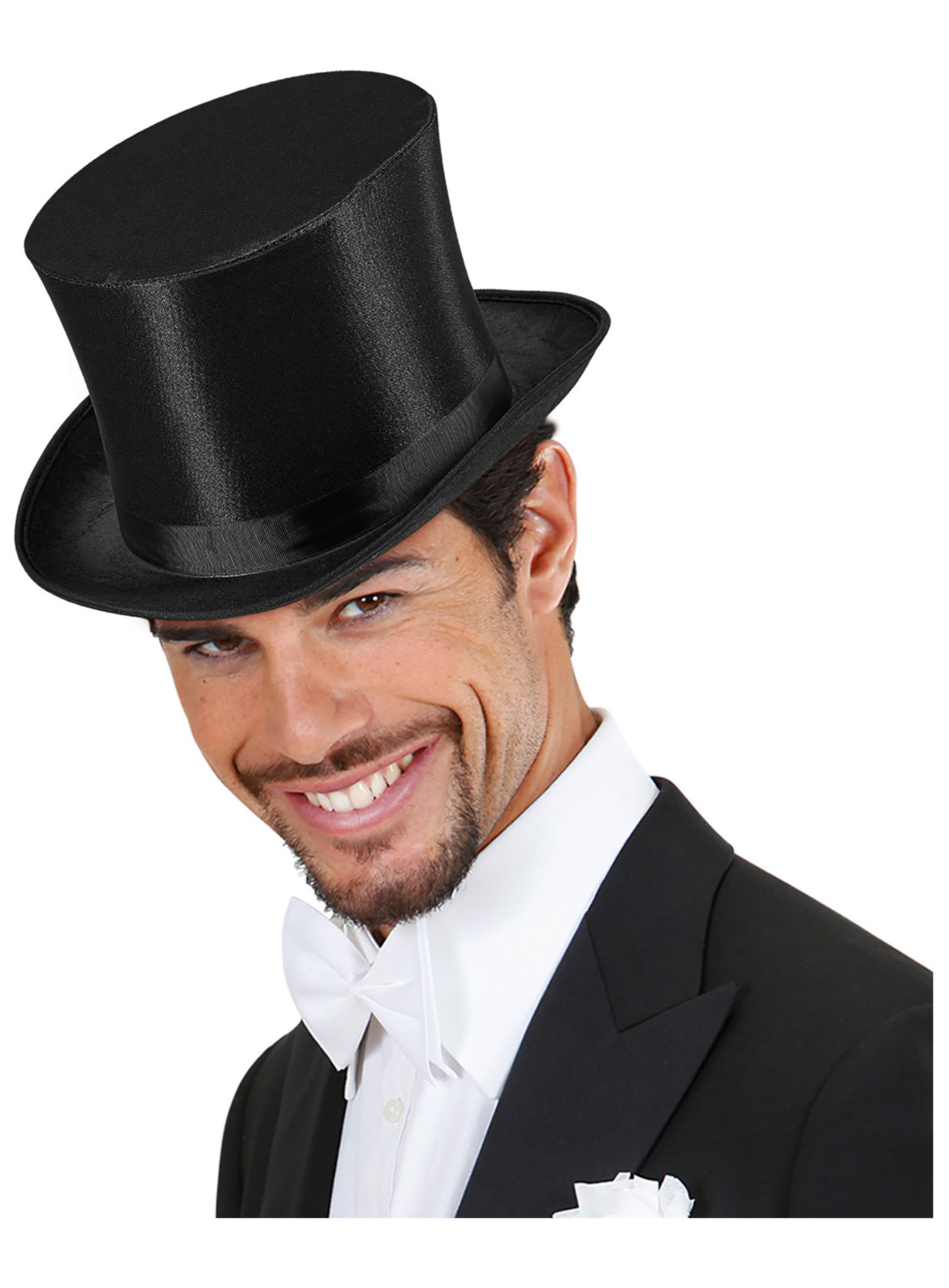 Klassischer Satin Zylinder schwarz