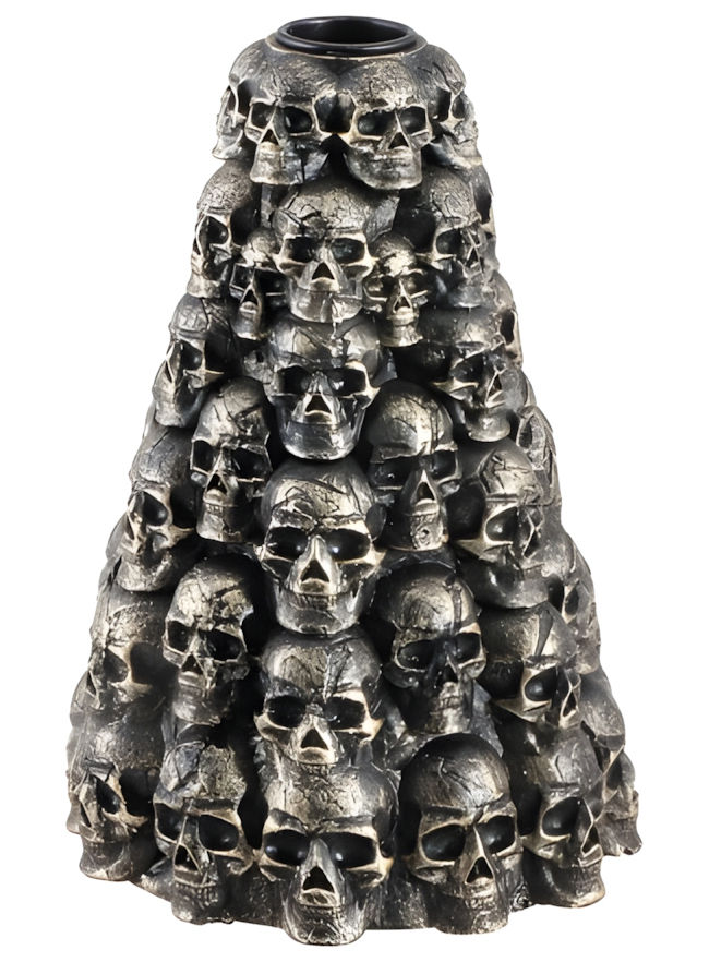 Kerzenständer mit gestapelten Totenköpfen – Halloweendeko 17 cm