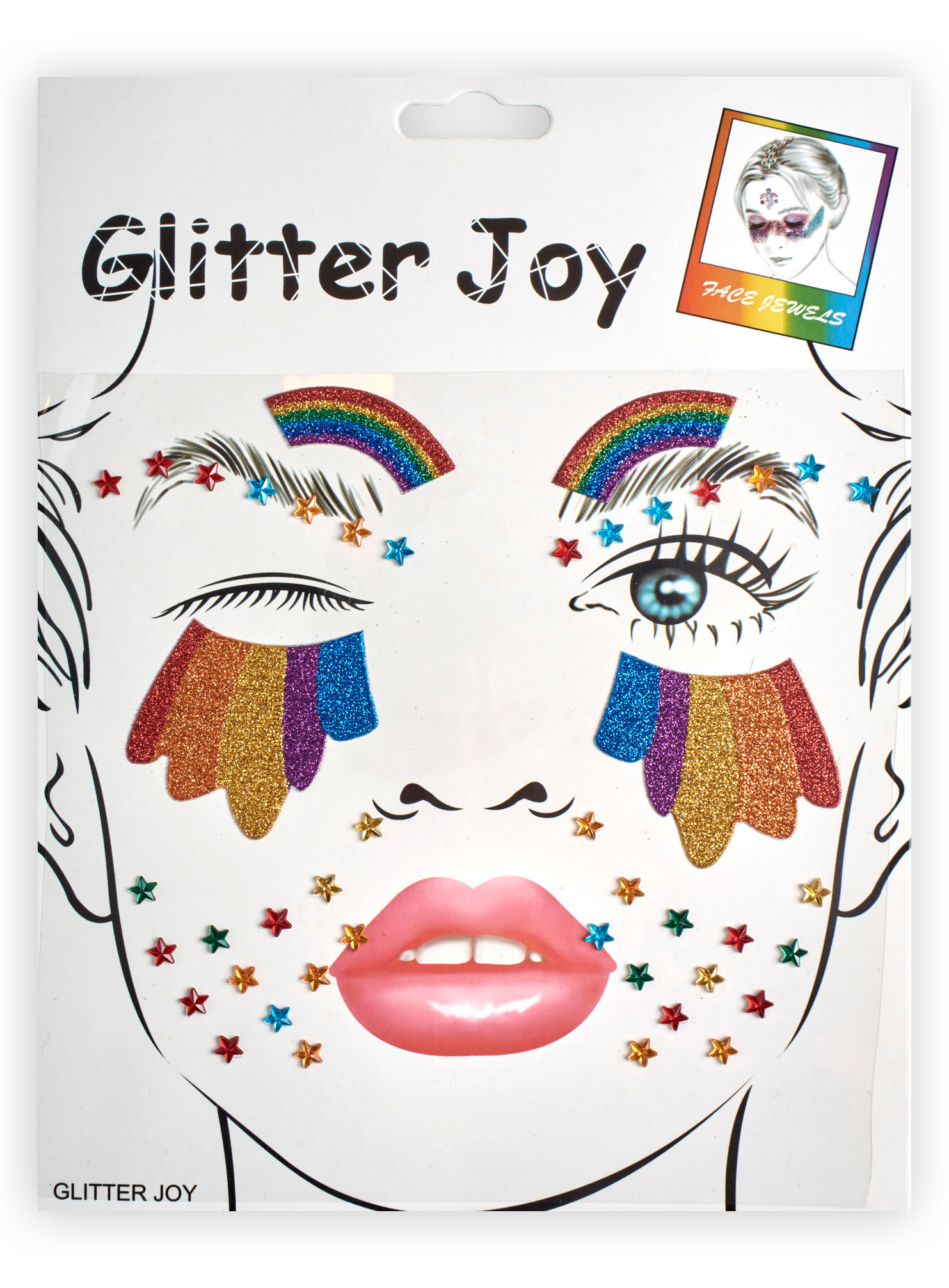 Regenbogen Glitzer Face Jewels