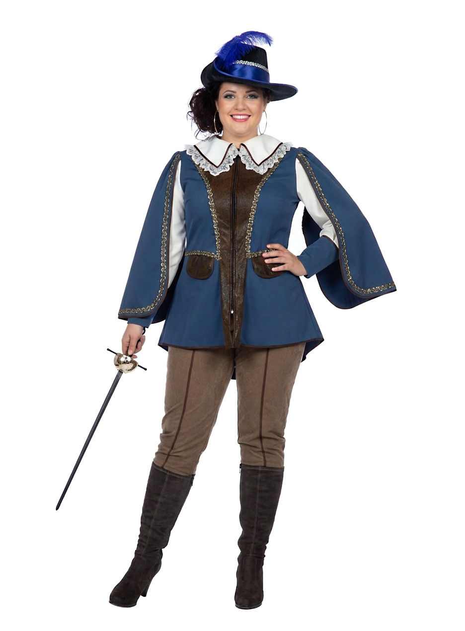 Blaues Musketier Kostüm für Frauen