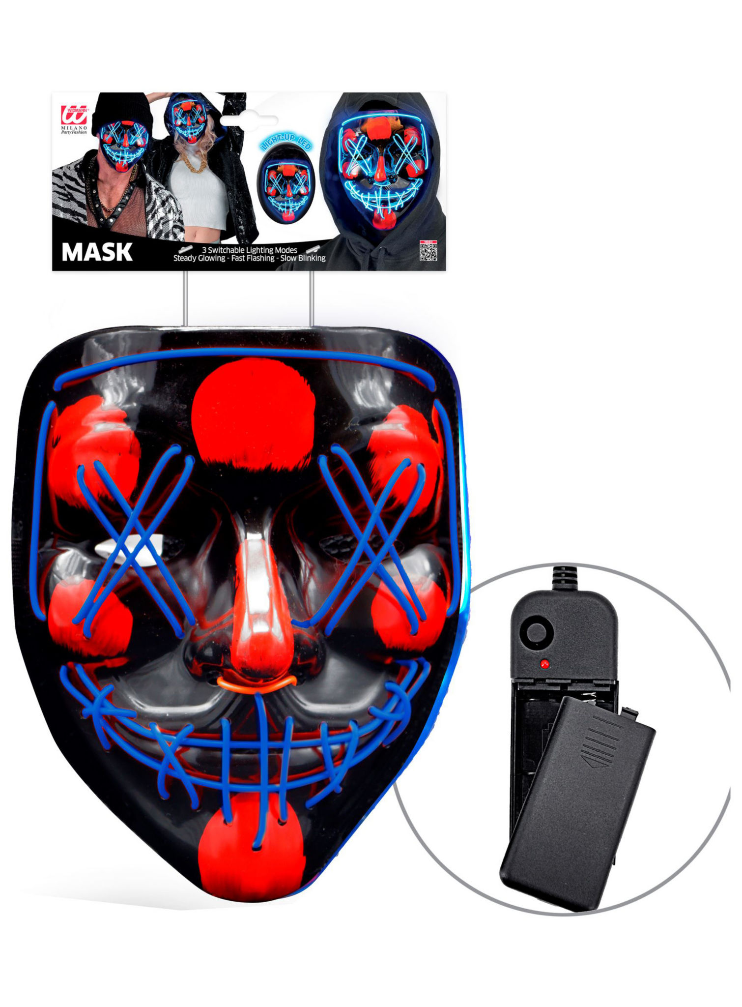 Gruselige LED-Maske blau