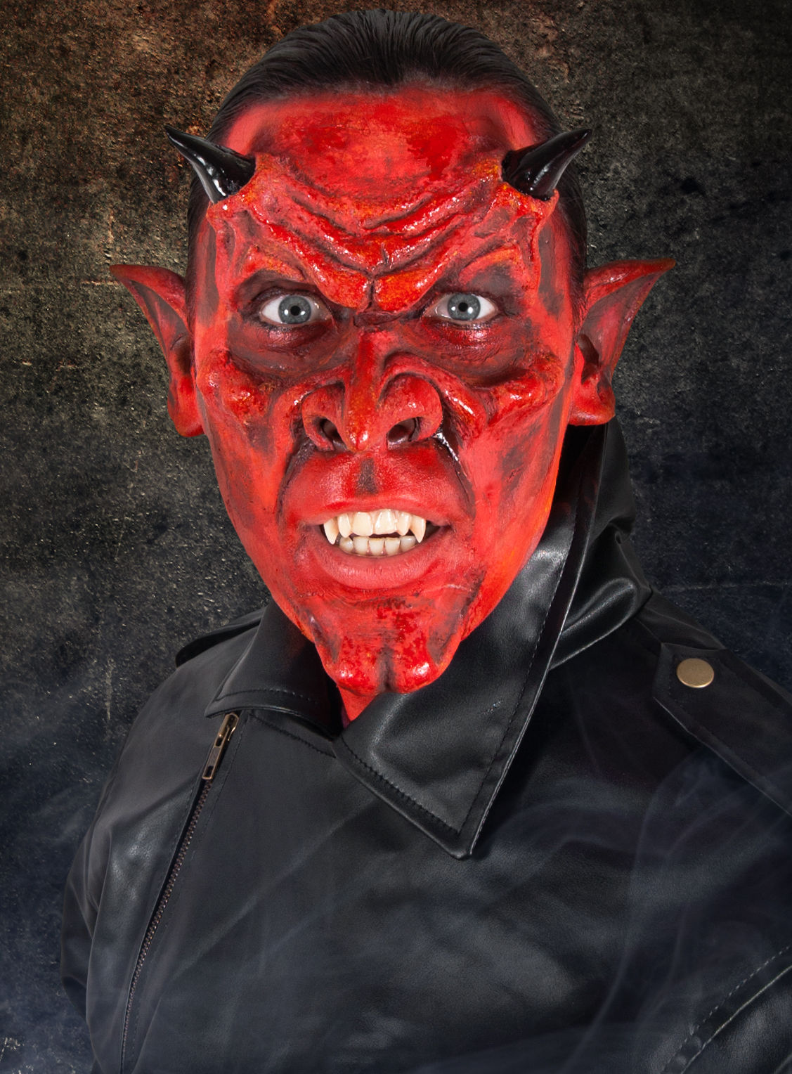 Teufel Halbmaske aus Latex mit Mastix