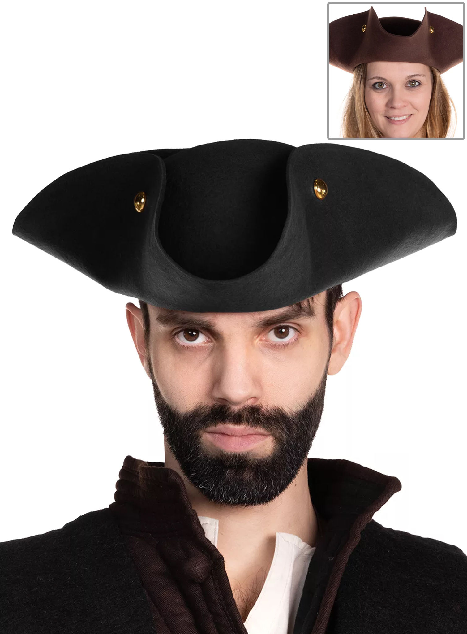 Piratenhut Dreispitz aus Wollfilz - Henry