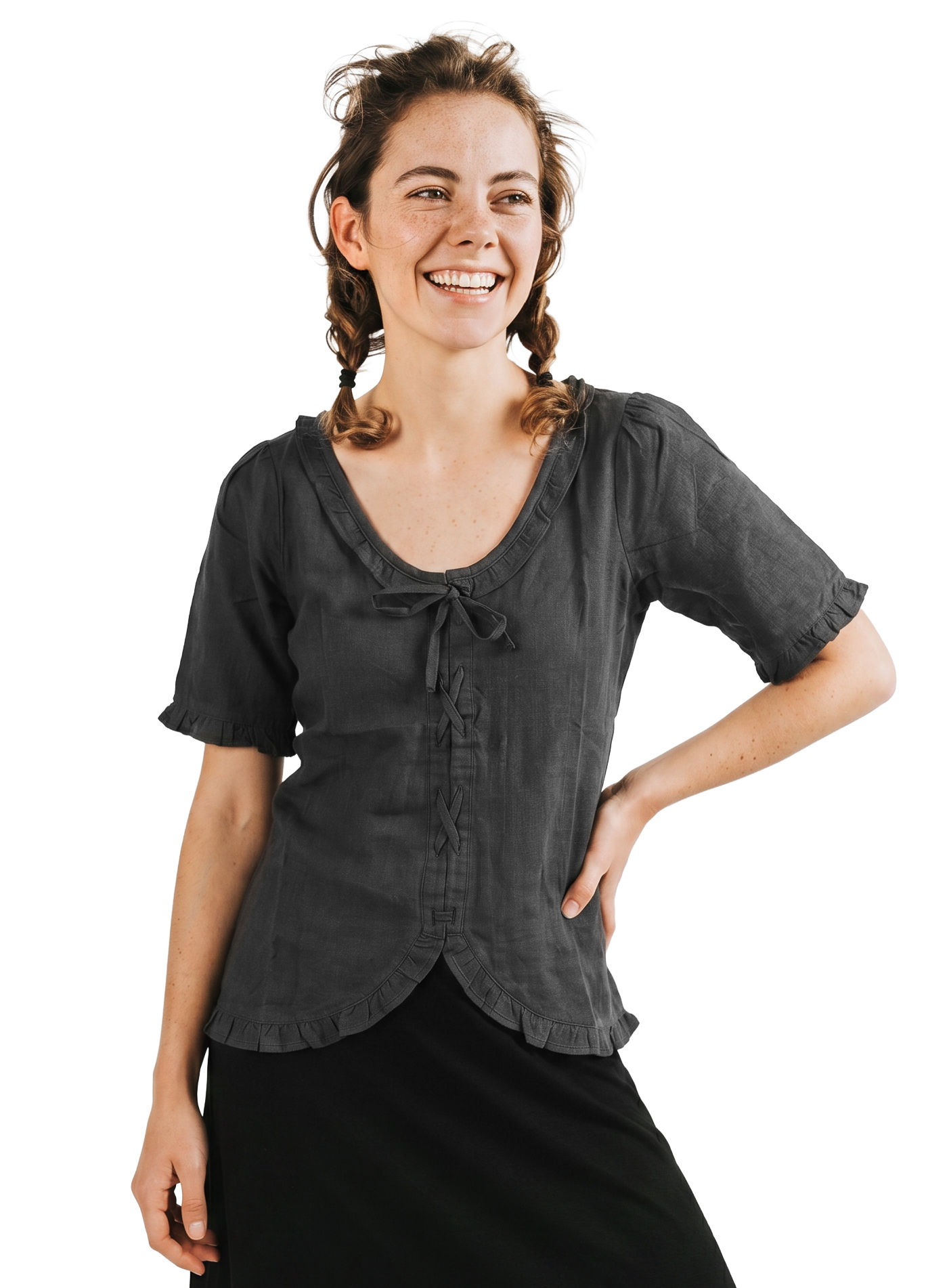 Mittelalter Kurzarm Damenbluse - Bea