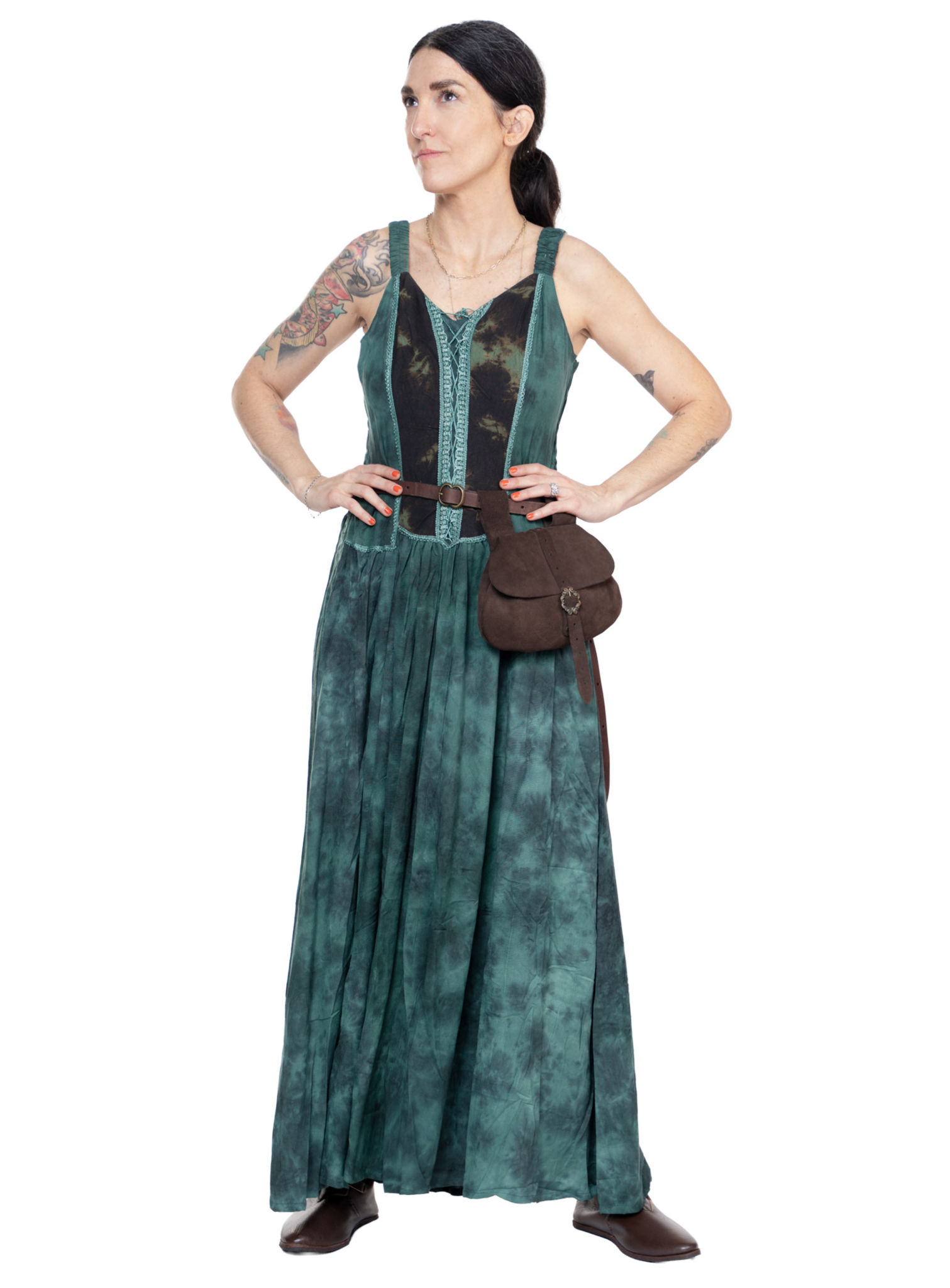 Langes Mittelalter Sommerkleid grün