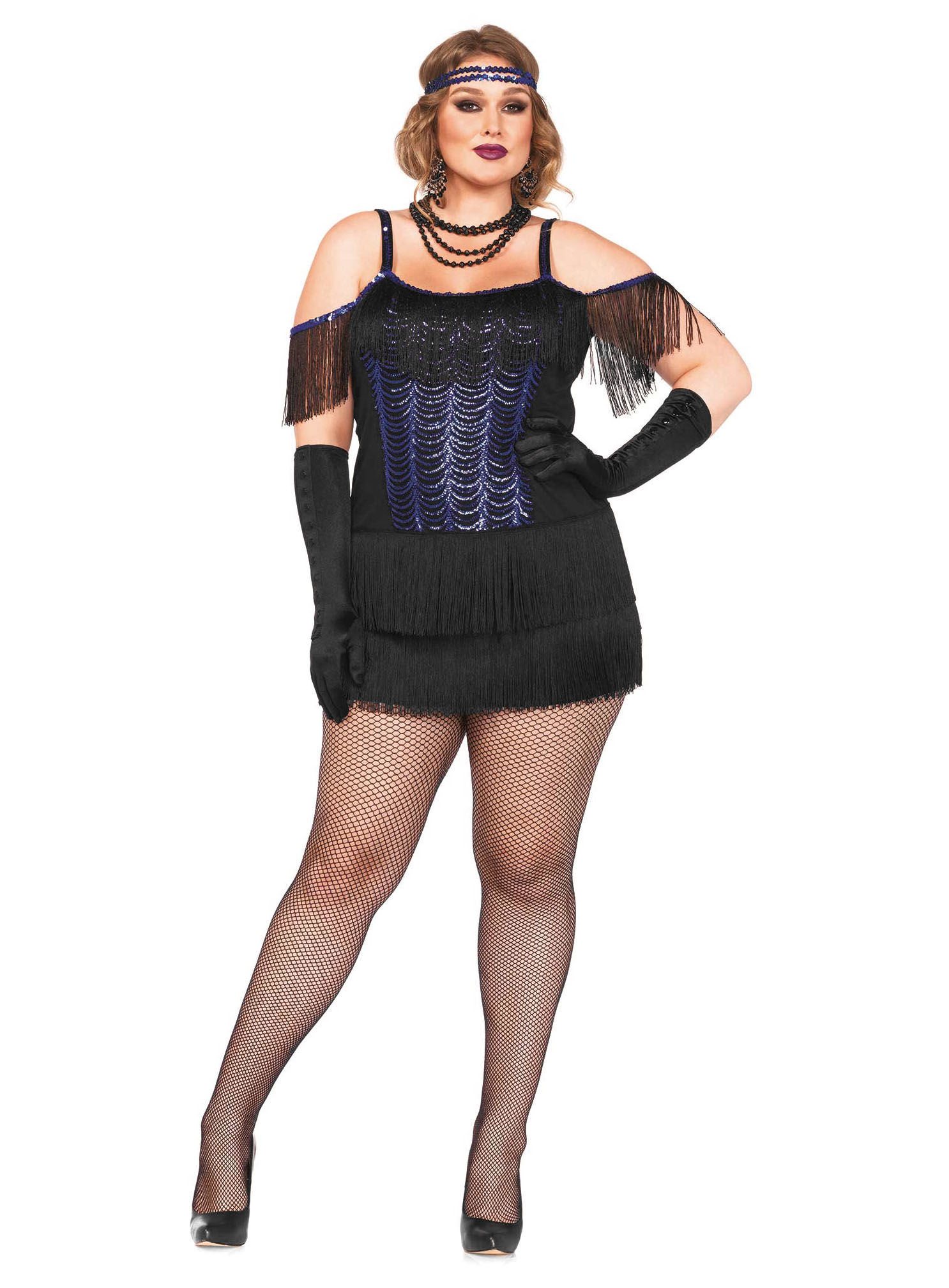 Sexy Flapper blau XXL Kostüm