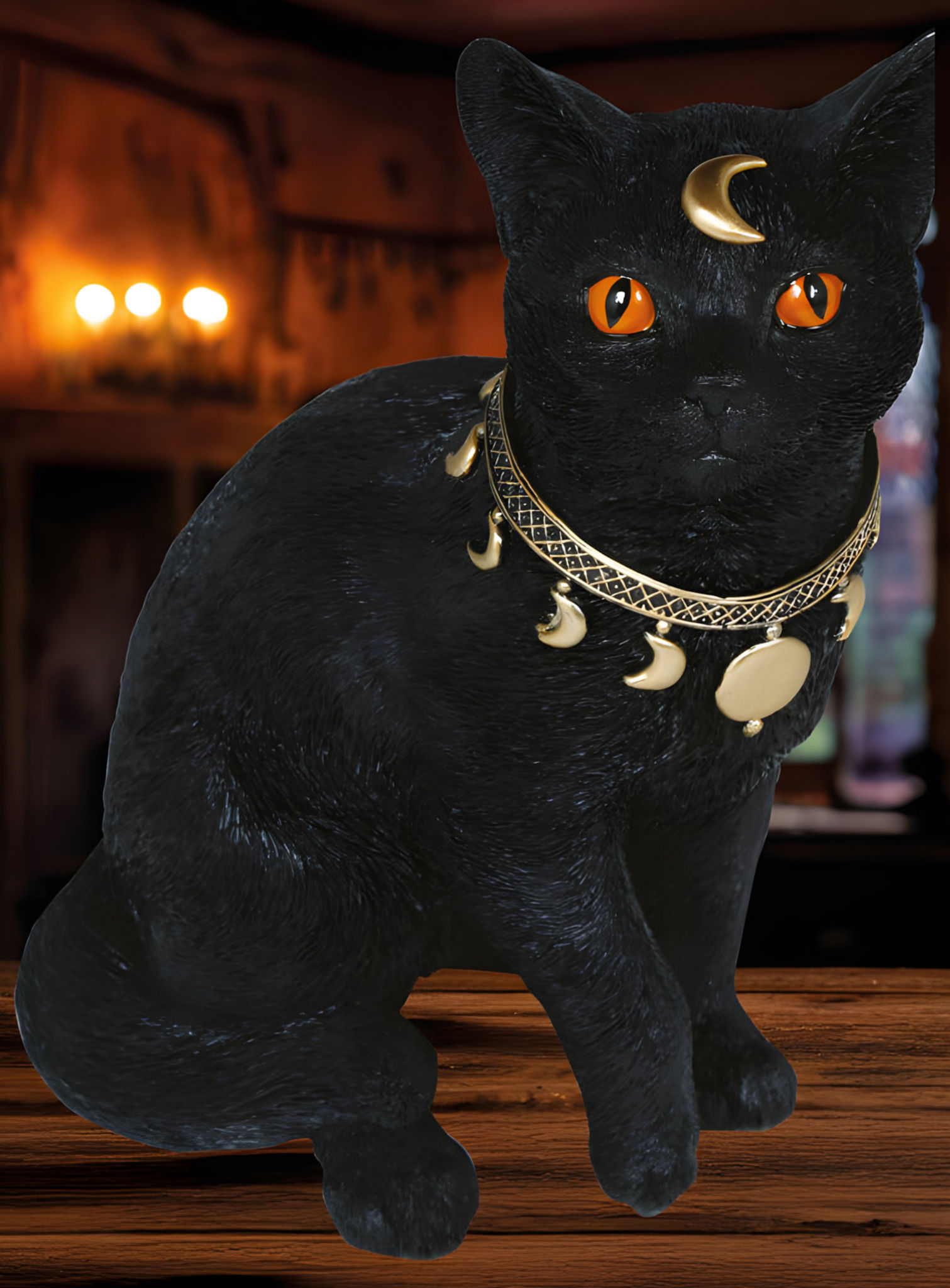Mystische schwarze Katze – Halloweendeko 28 x 23 cm