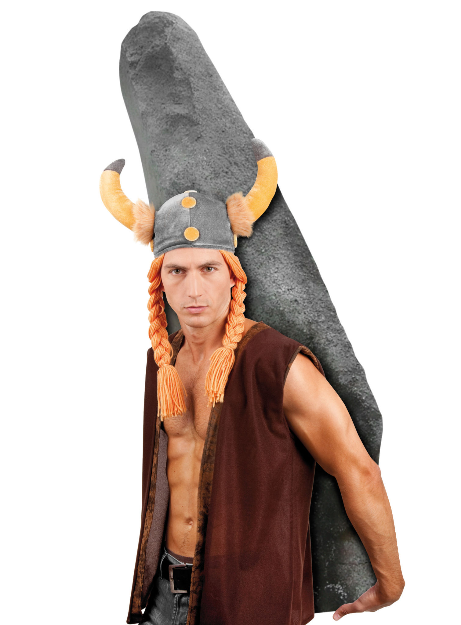 Galliër Helm Van Stof Met Hoorns En Vlechten