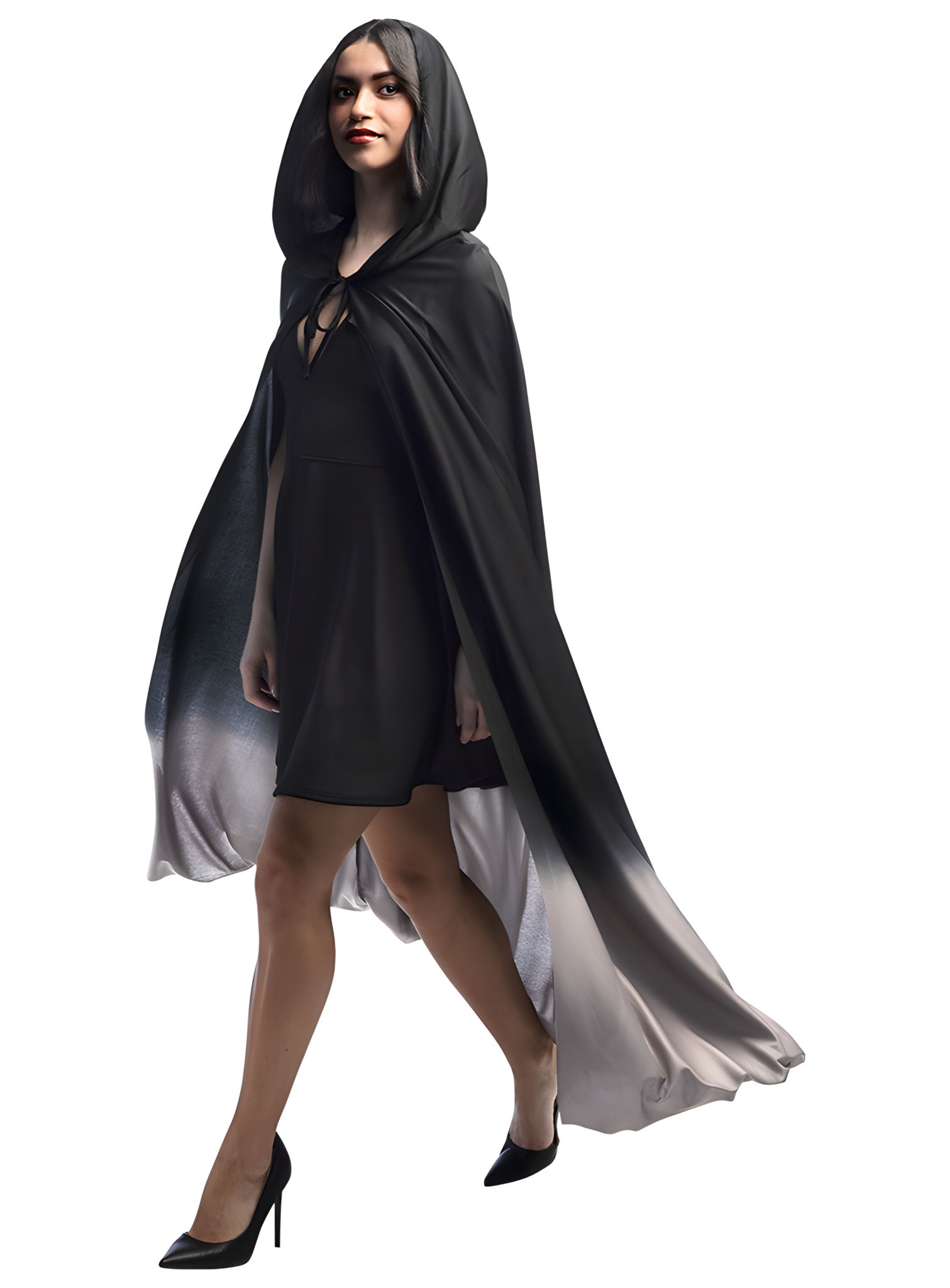 Obscuritas Cape mit Kapuze schwarz-grau