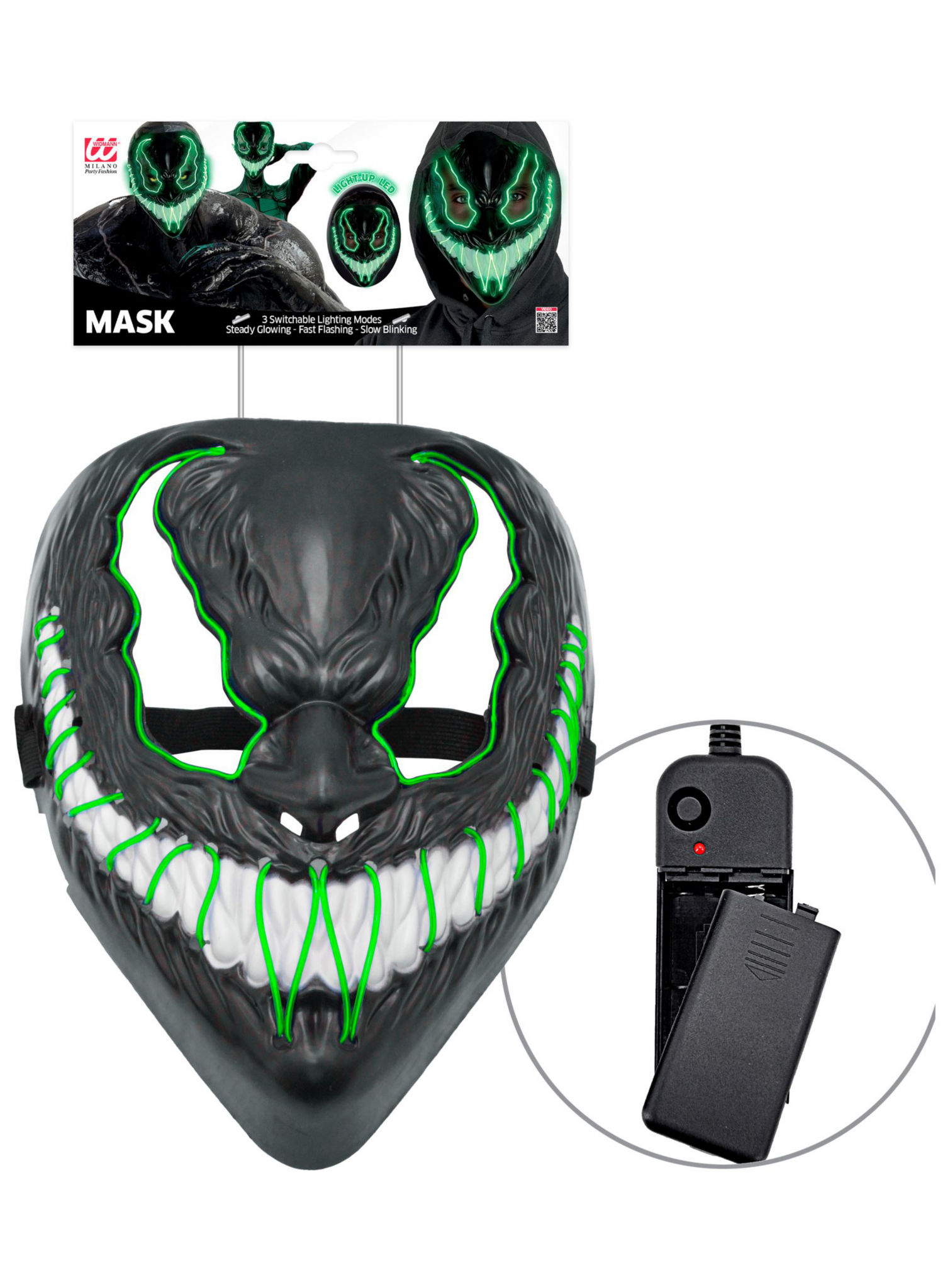 Grüne LED-Monstermaske
