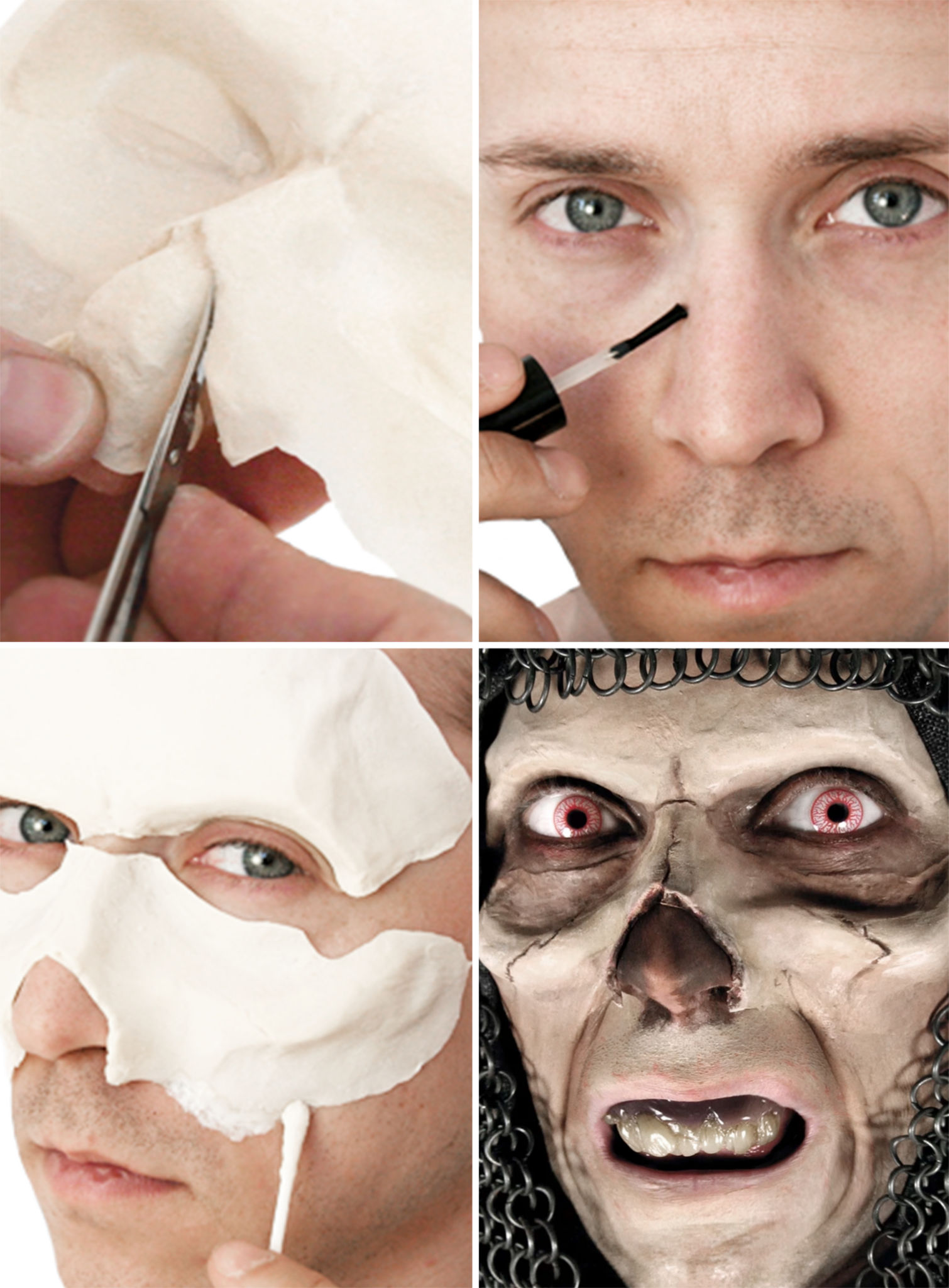 Skelett Halbmaske aus Latex mit Mastix