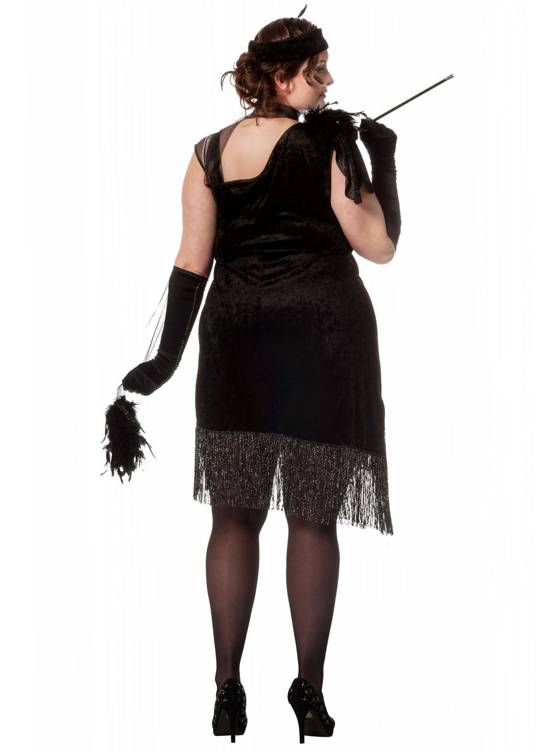 20er Jahre Samtkleid mit Glitterfransen