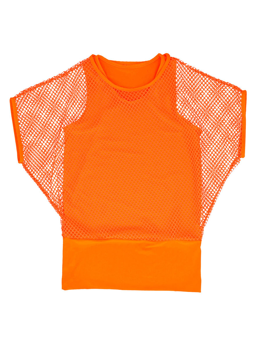 Kurzarm Netzhemd neon-orange