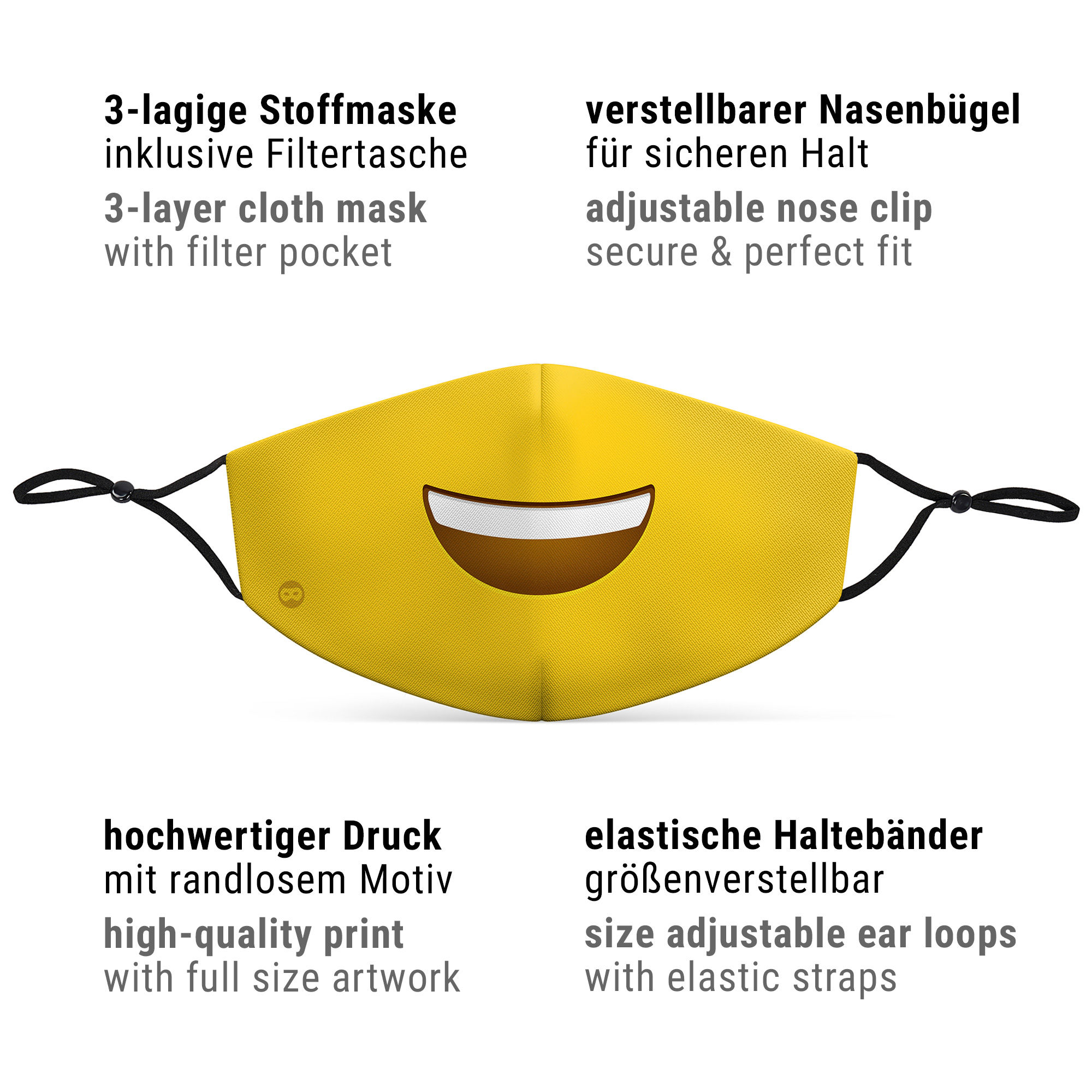 Stoffmaske Smiley Emoji