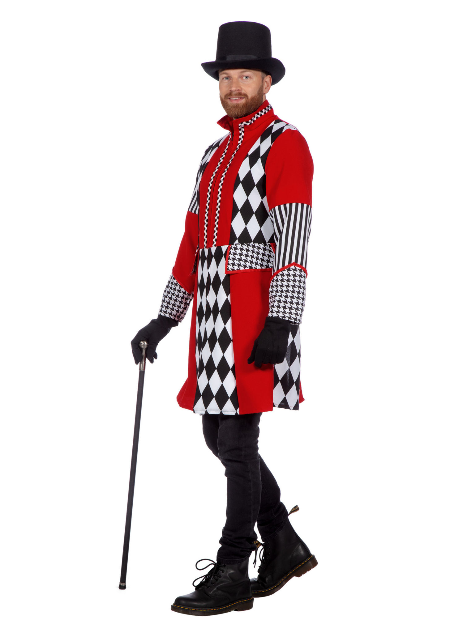 Harlekijn jas zwart-wit-rood