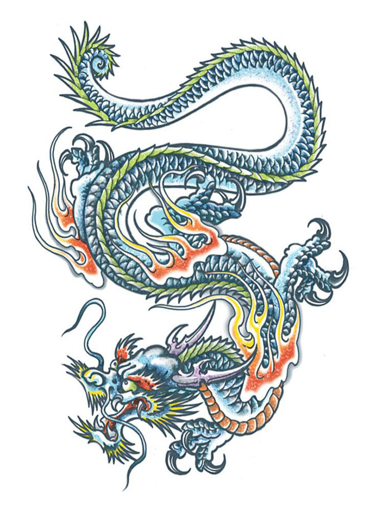 Chinesischer Drache Klebe-Tattoo XL