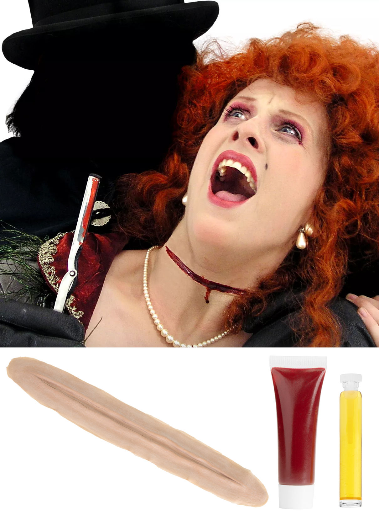 Kehlenschnitt Wunde aus Latex zum ankleben