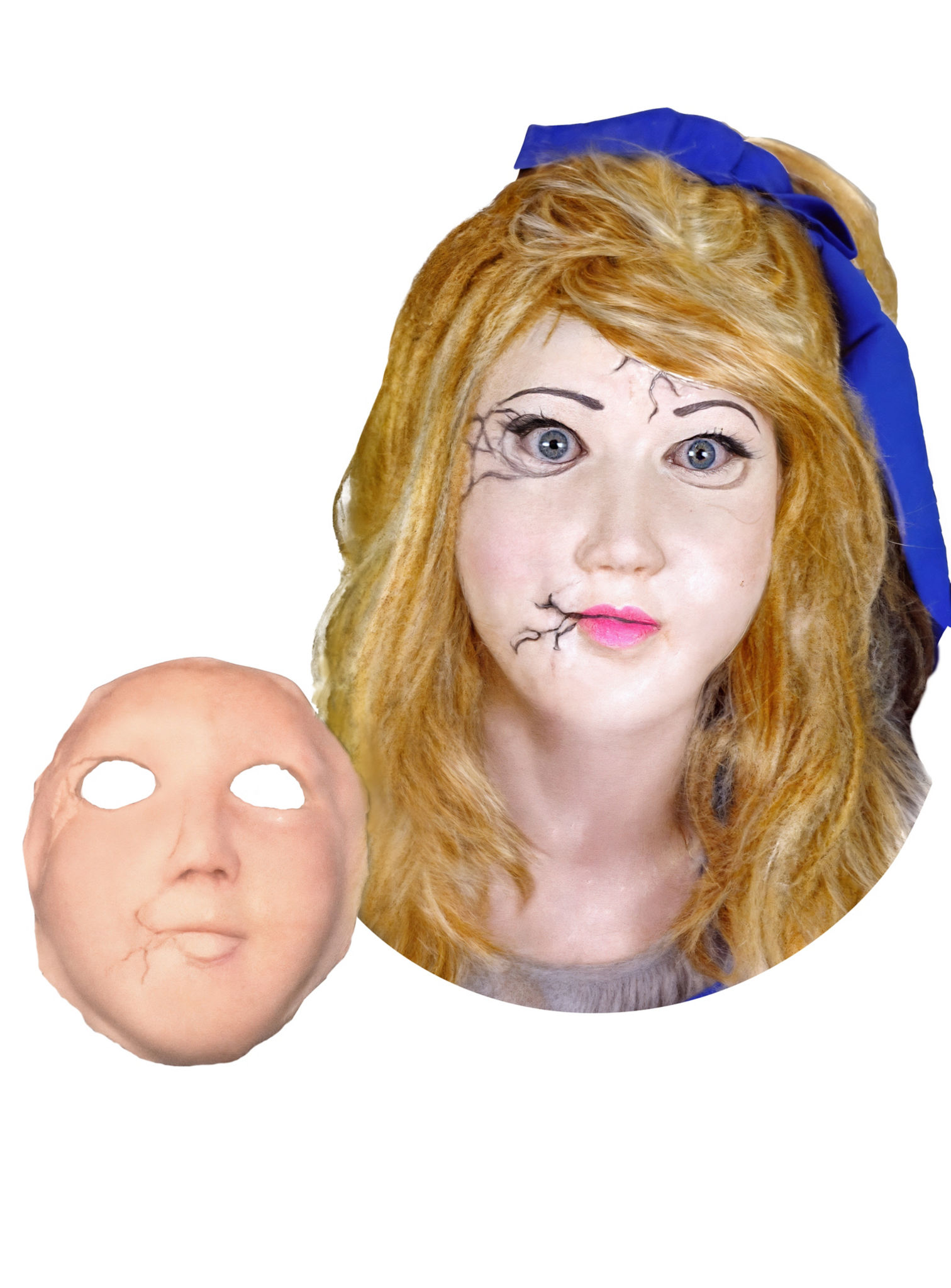 Special FX Broken Doll Maske zum Ankleben