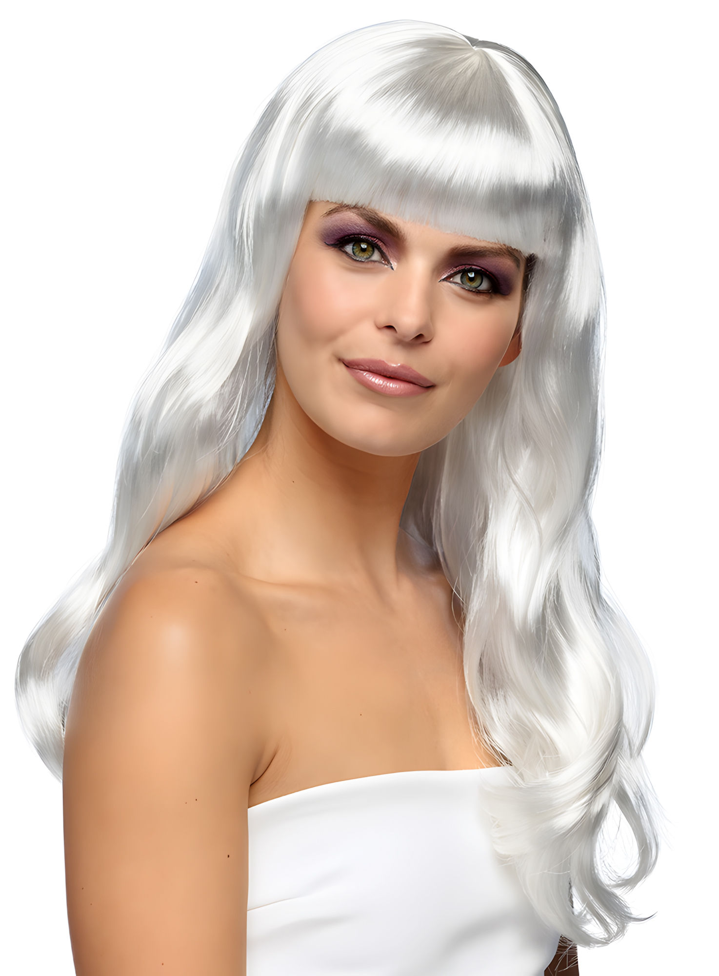 Lange Haare weiß Perücke