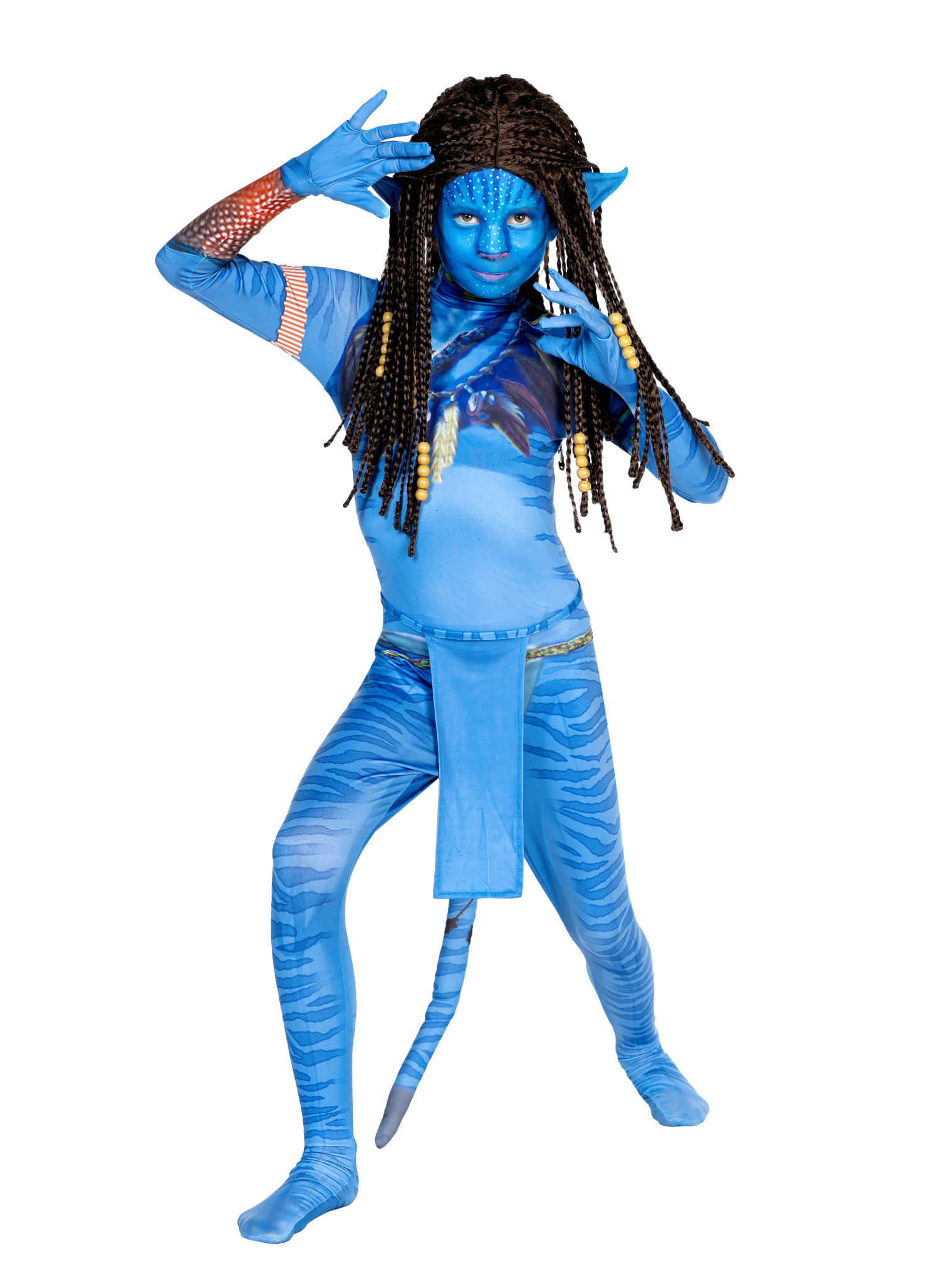 Blaue Stammeskriegerin Kostüm für Mädchen