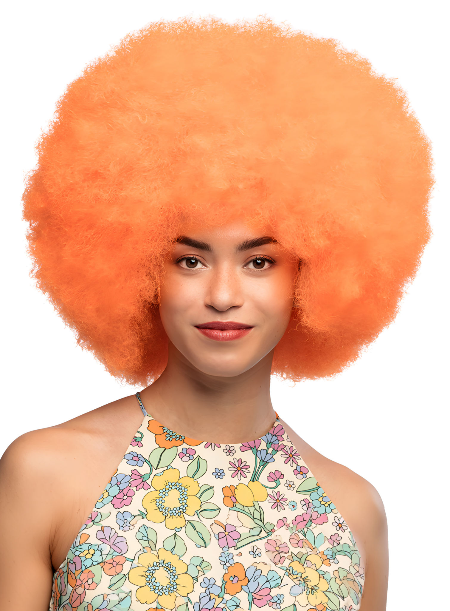 Suikerspin UV-pruik neonoranje