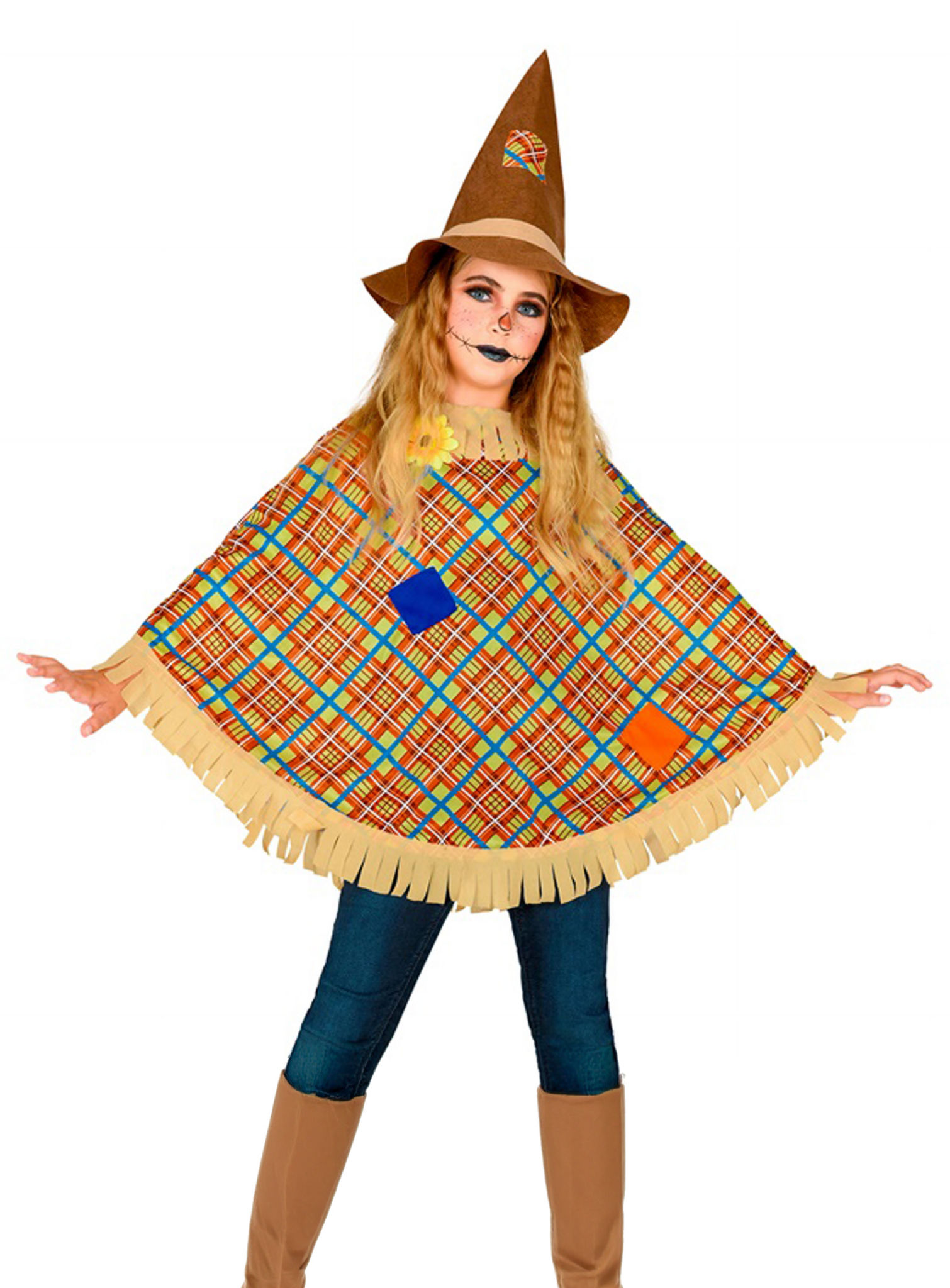 Vogelscheuche Poncho für Kinder