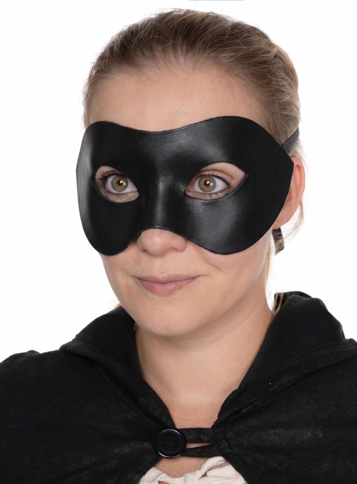 Colombina Liscia schwarz Venezianische Ledermaske