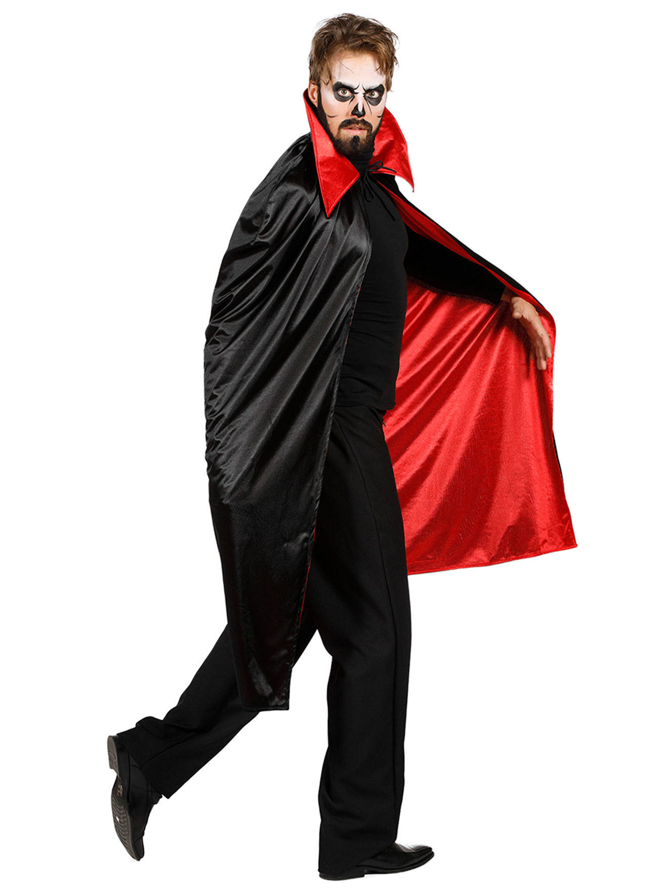 Schwarz-rotes Vampircape für Erwachsene
