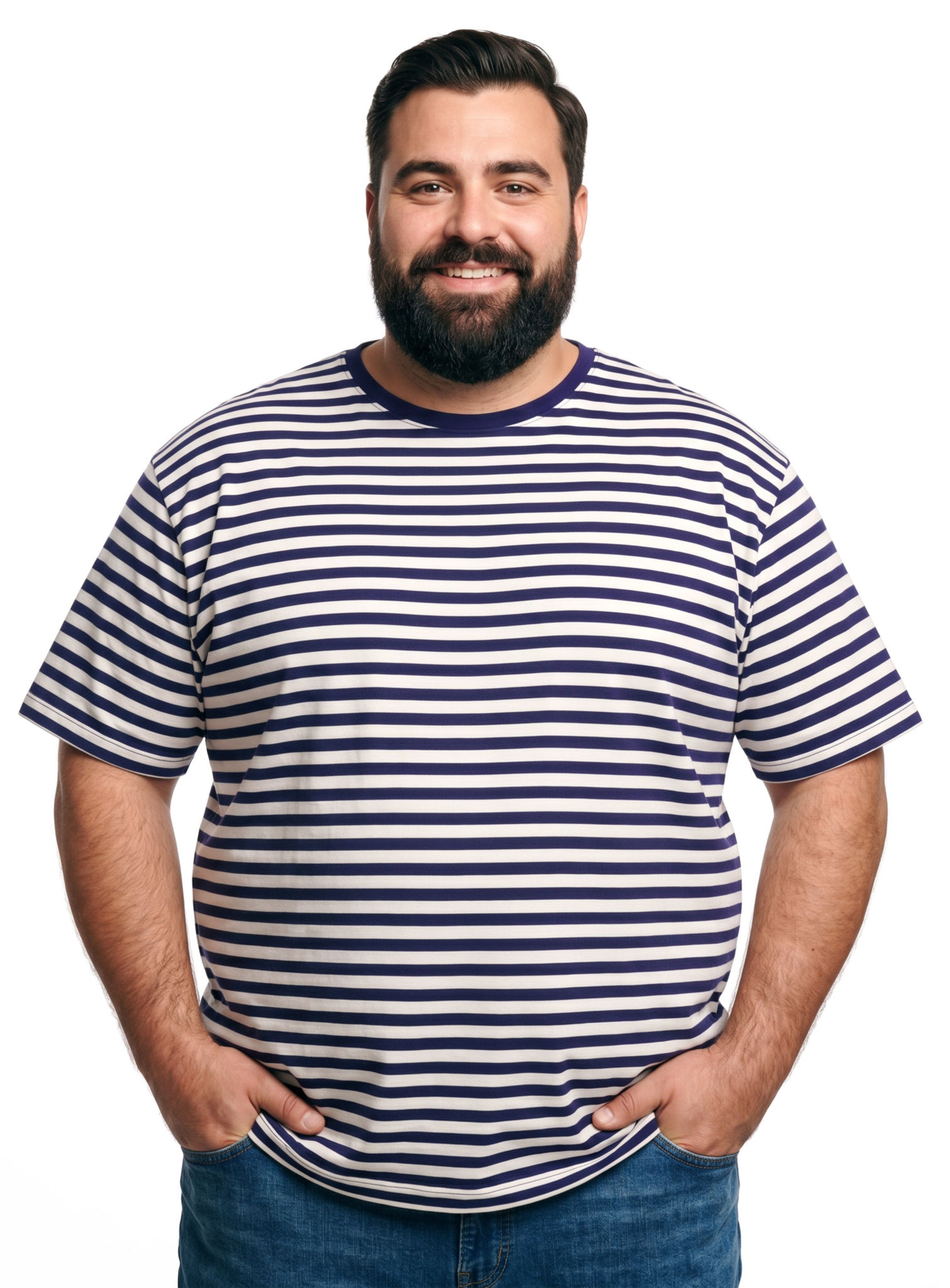 Heren Gestreept Shirt Korte Mouw Blauw-Wit – Geschikt Voor Dagelijks Gebruik