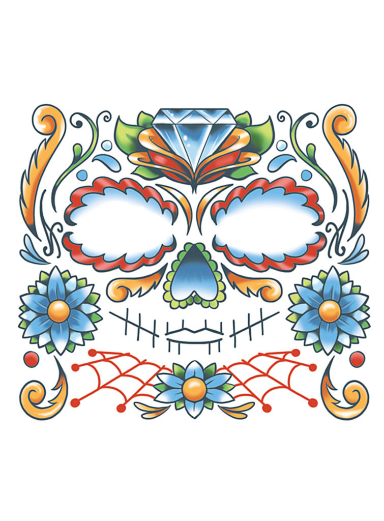 Candy Skull Gesicht-Klebetattoo