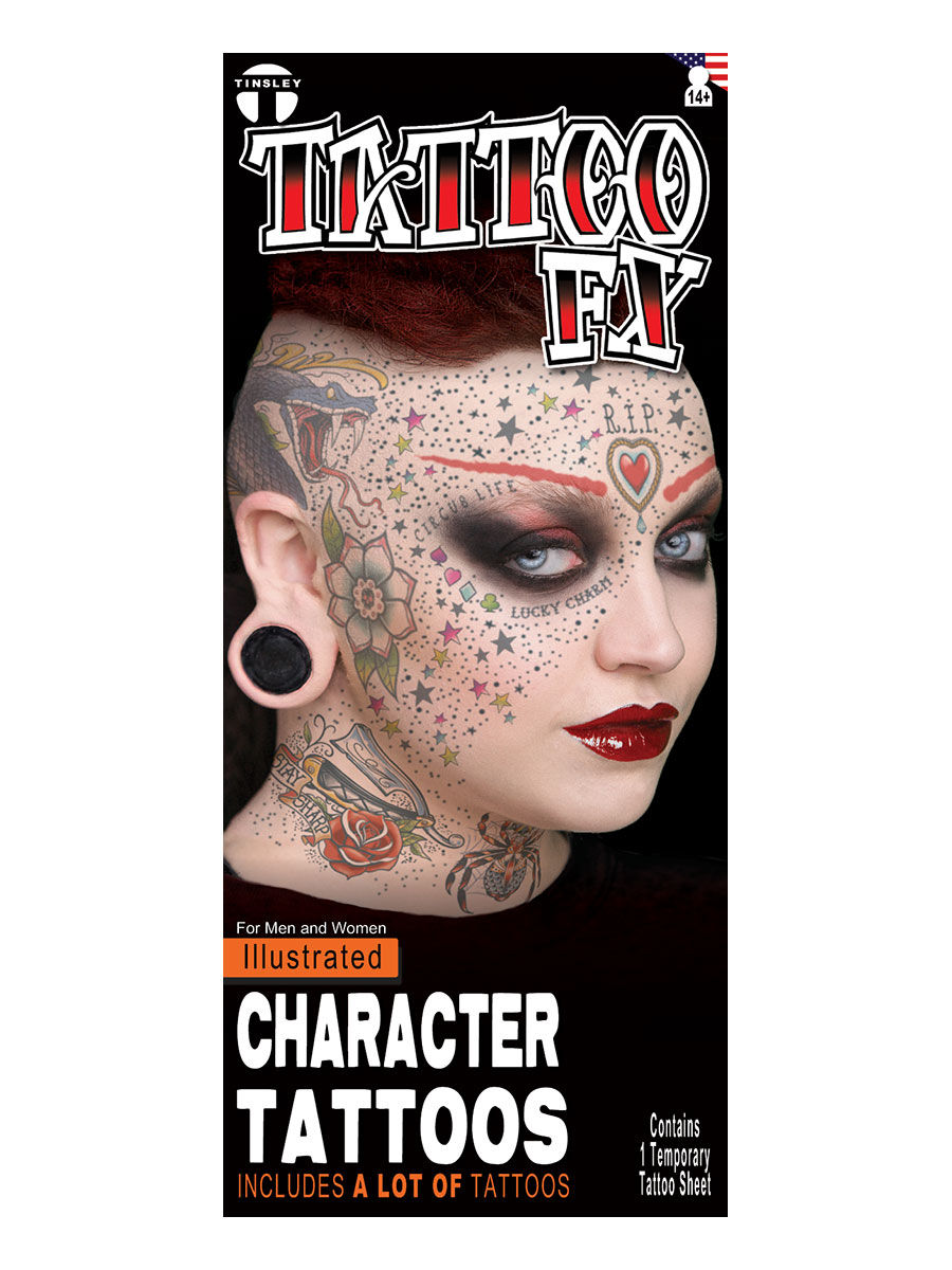 Illustrated Face Klebe-Tattoos