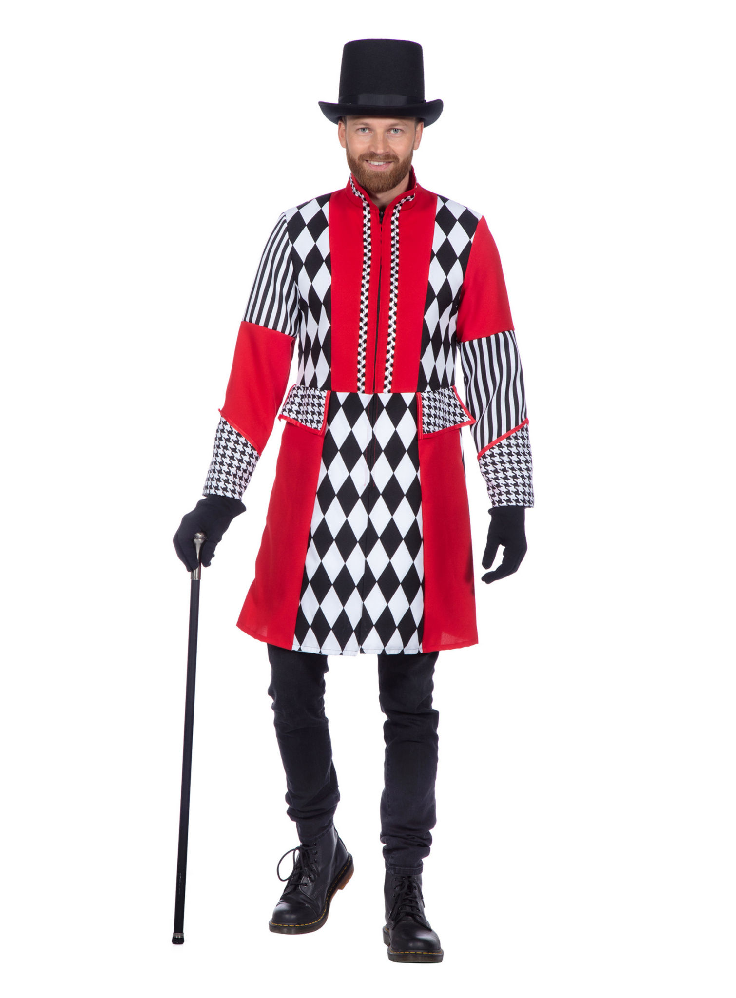 Harlekijn jas zwart-wit-rood