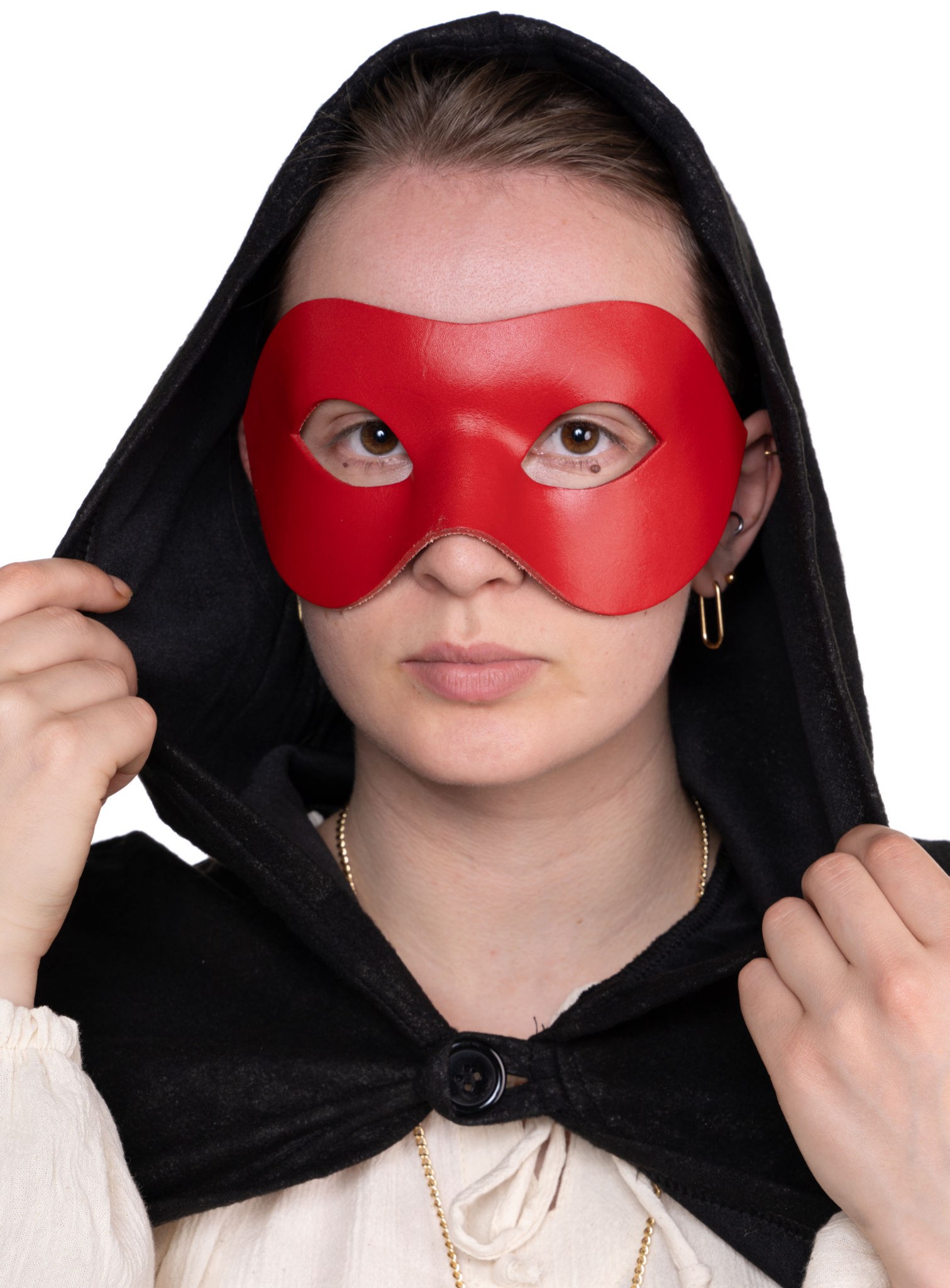 Colombina Liscia rot Venezianische Ledermaske
