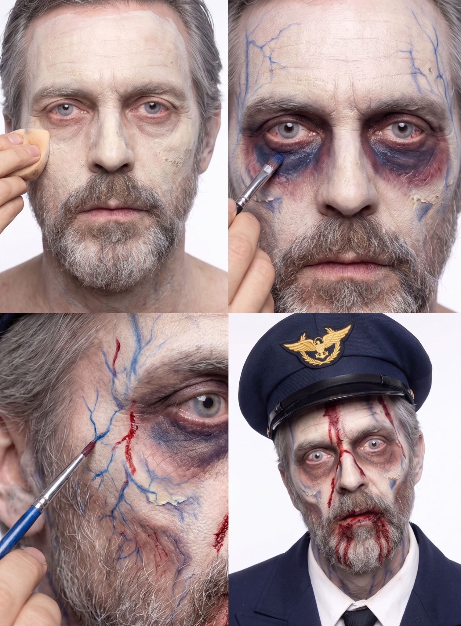 Zombie Pilot Kostüm mit Make-up
