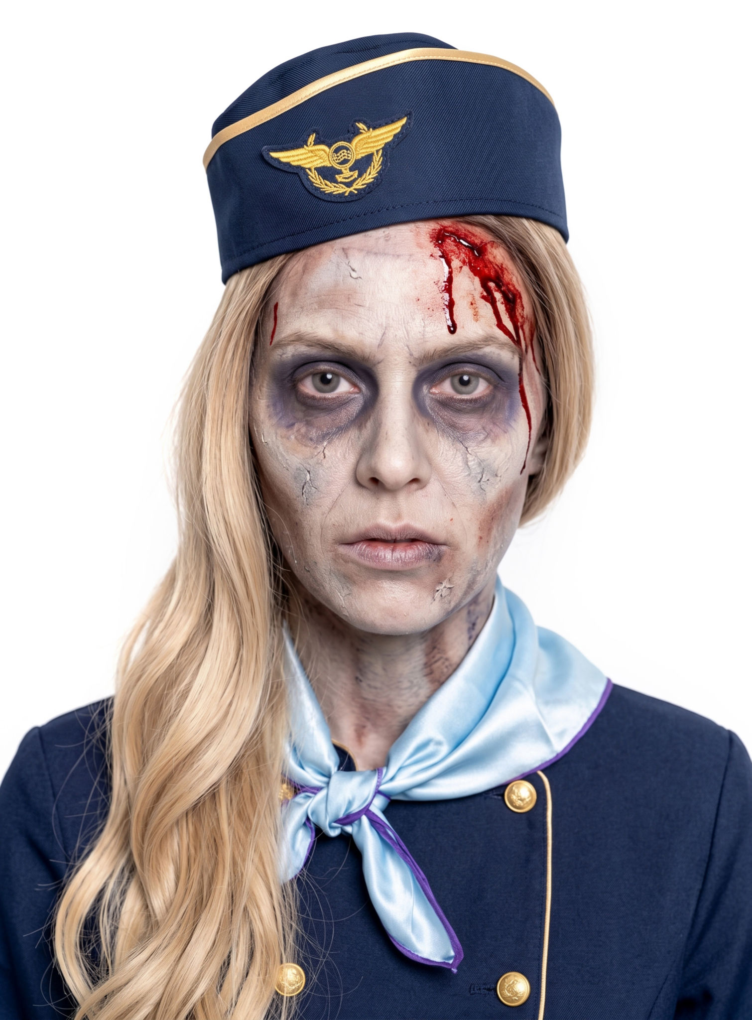 Zombie Stewardess Kostüm mit Make-up