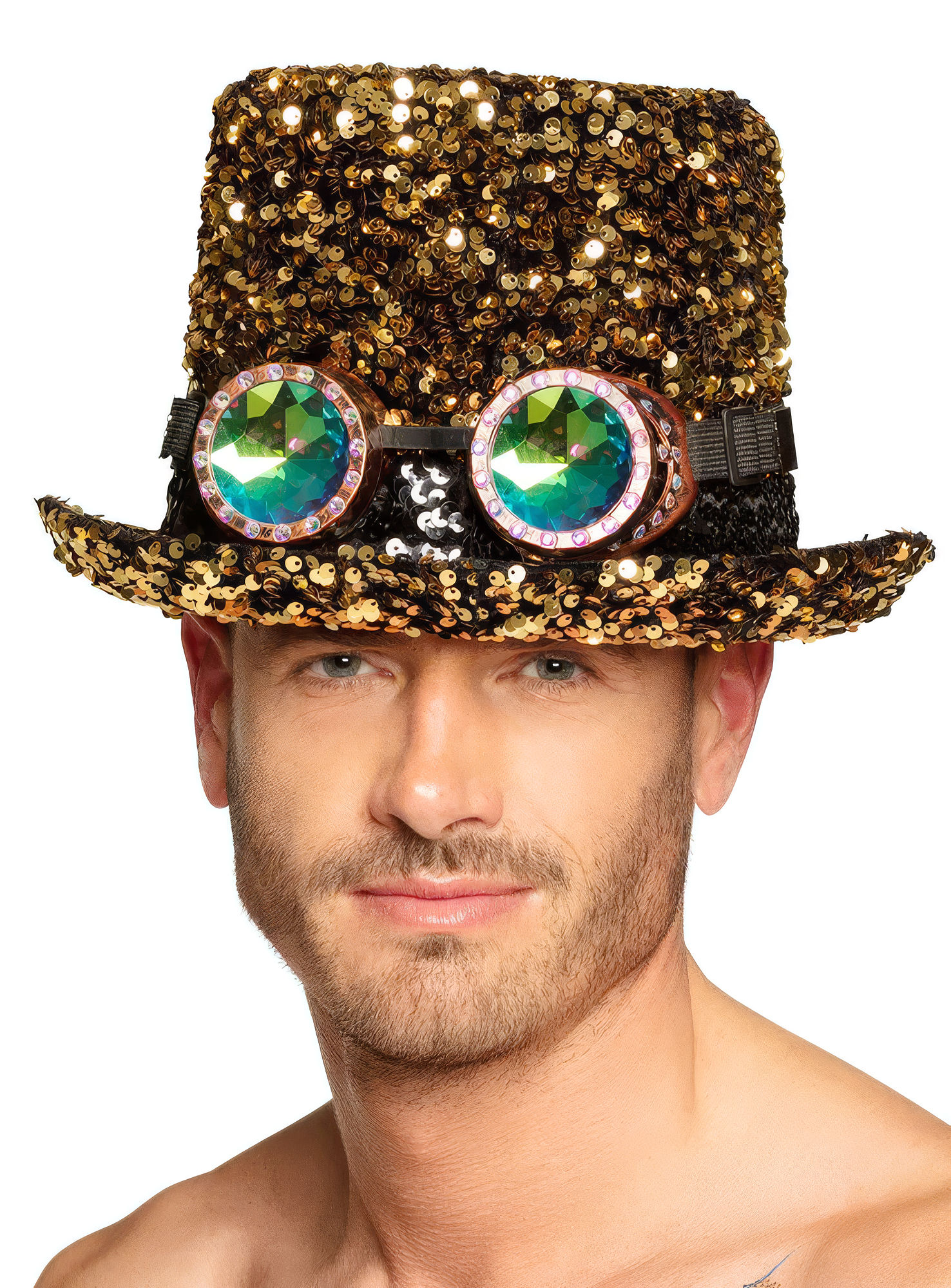 Glitzergold Steampunk-Zylinder