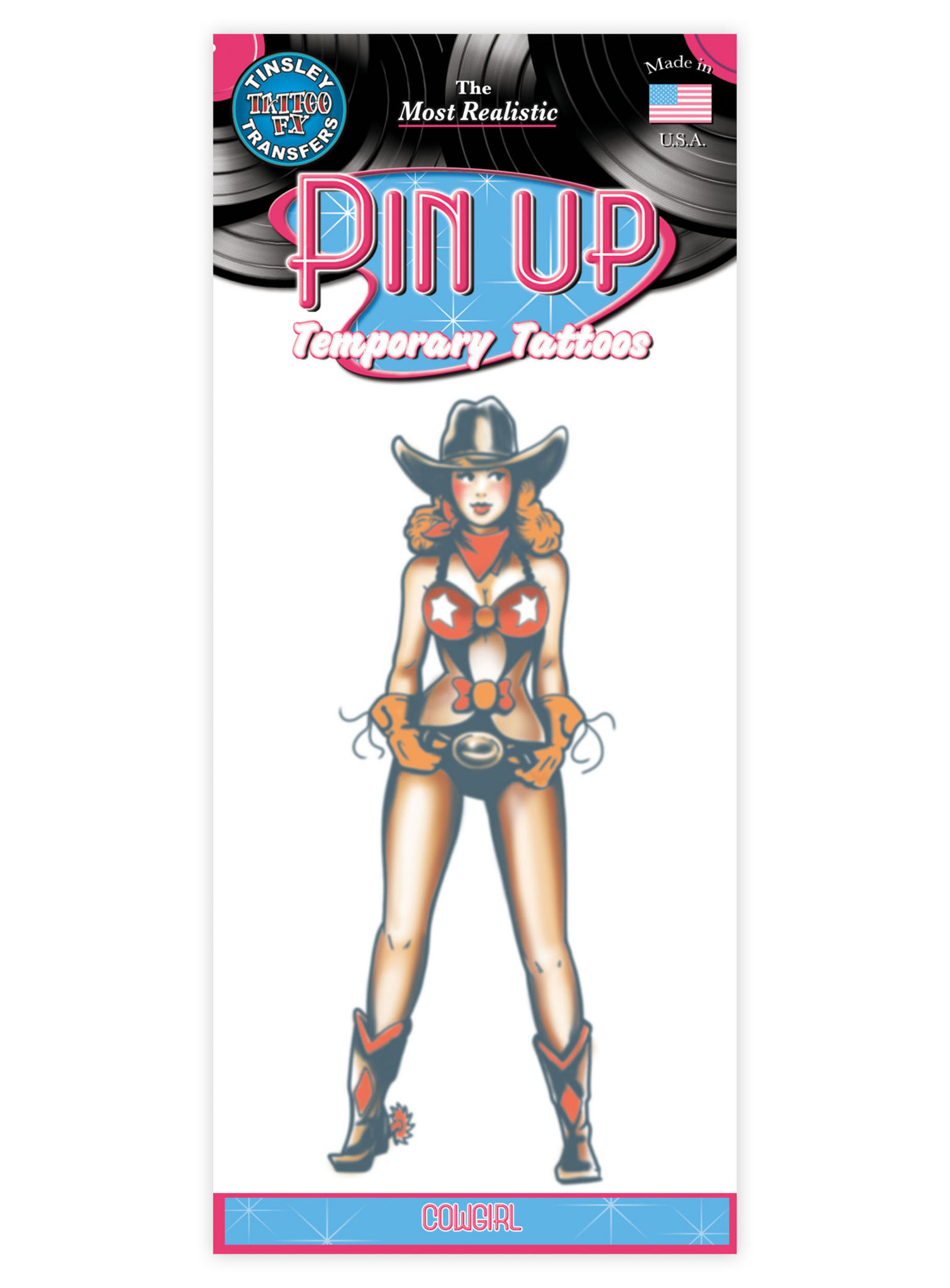 Pin-up Cowgirl Klebe-Tattoo