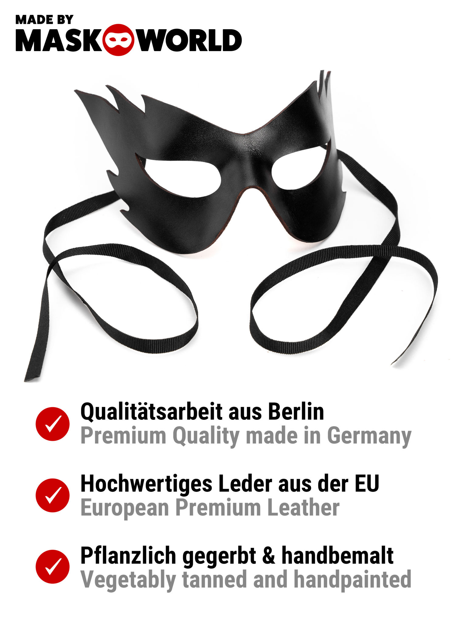 Colombina Fiamma schwarz Venezianische Ledermaske