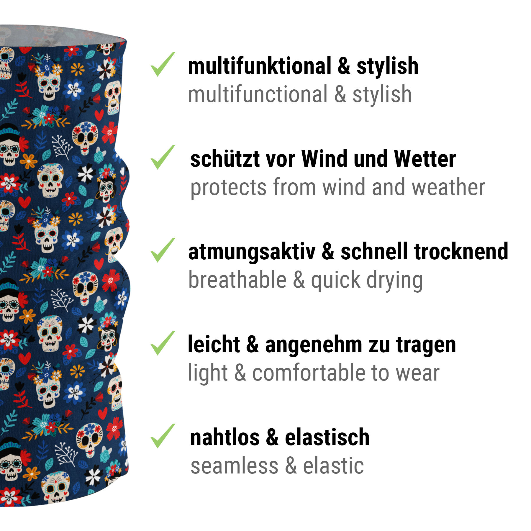 Schlauchschal Dia de los Muertos