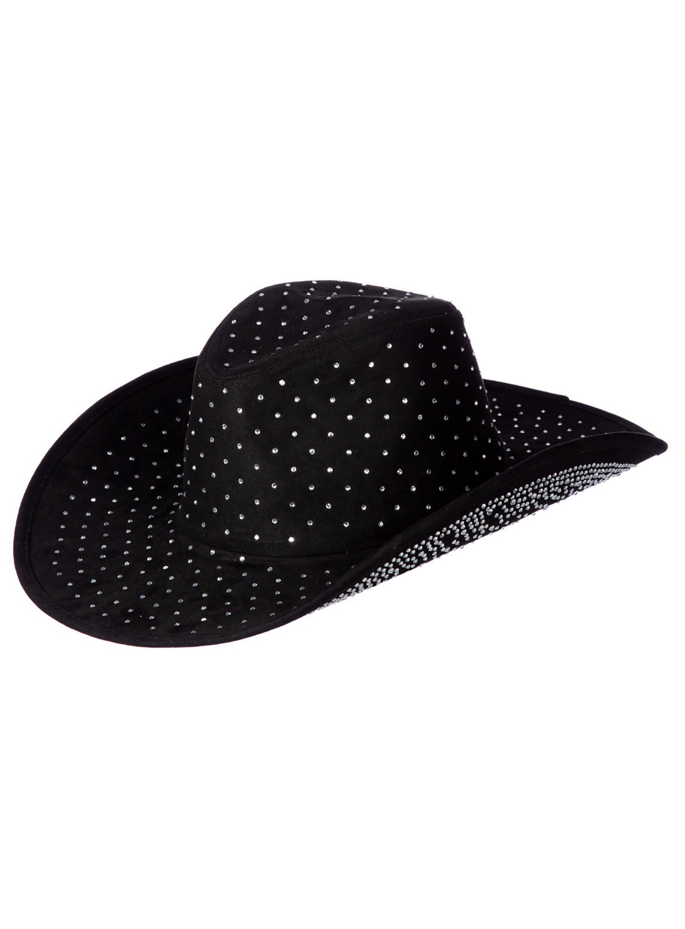 Cowboyhoed met glitterstenen zwart