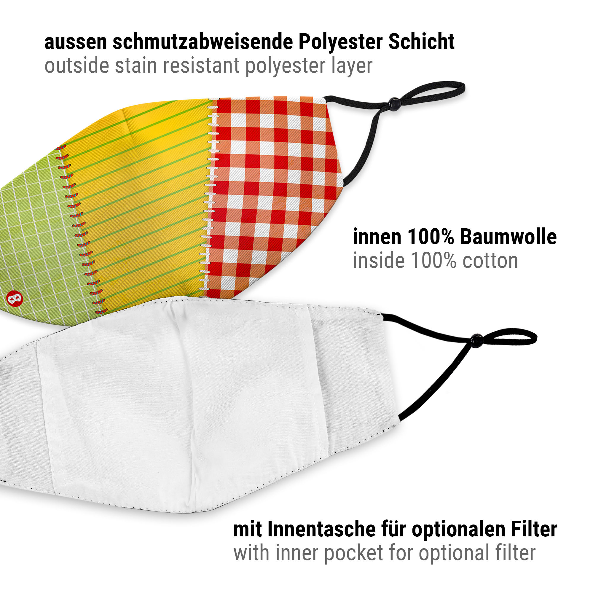 Stoffmaske für Kinder Patchwork Flickenstrumpf