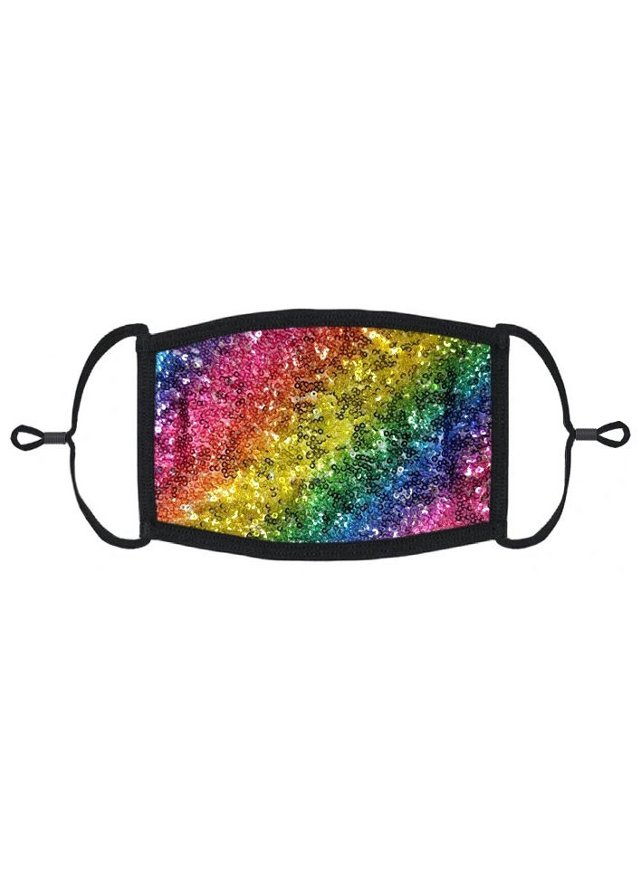 Regenbogen Pailletten Mund-Nasen-Maske für Kinder