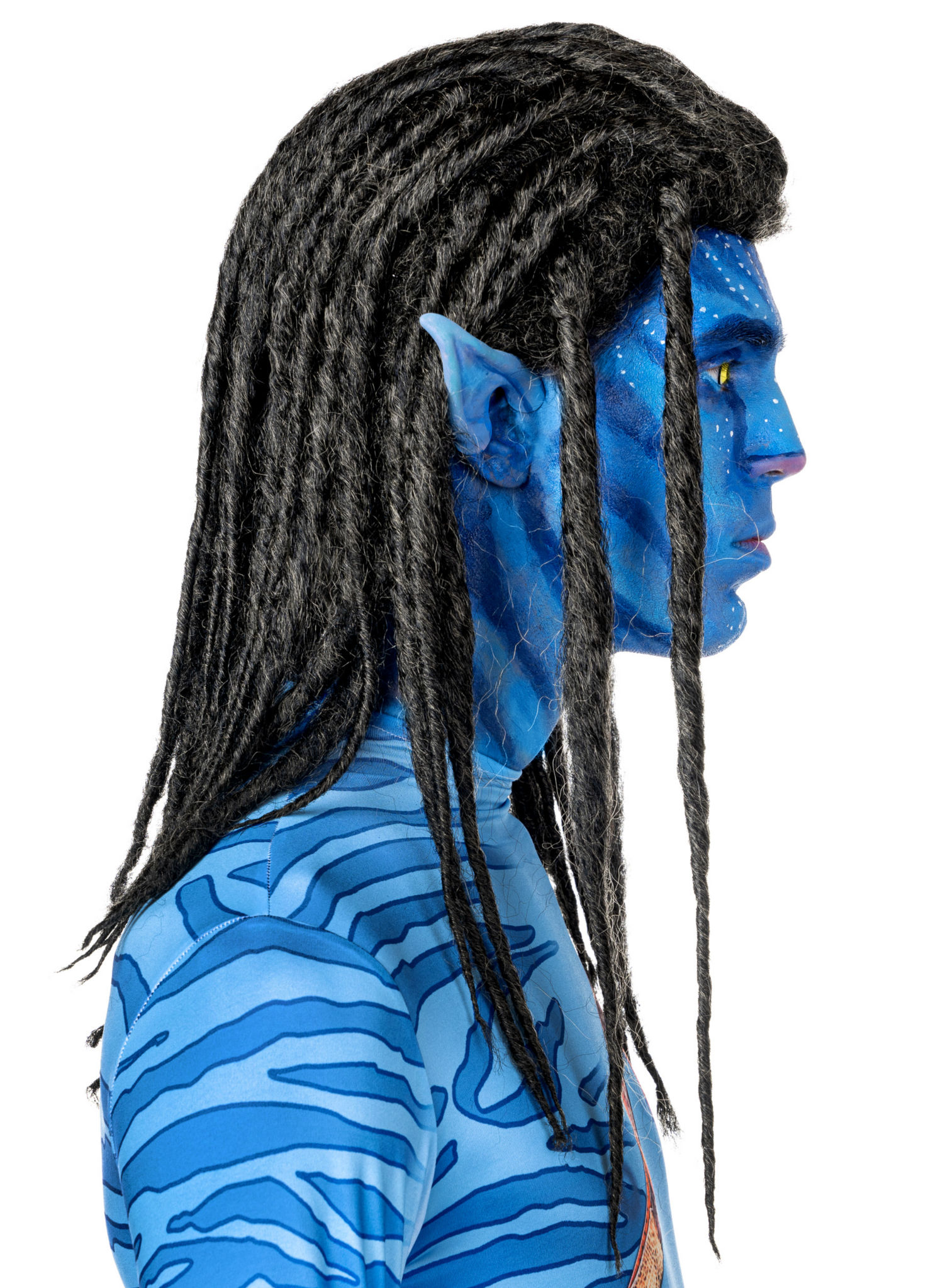 Blauwe stammenkrijer dreadlocks pruik