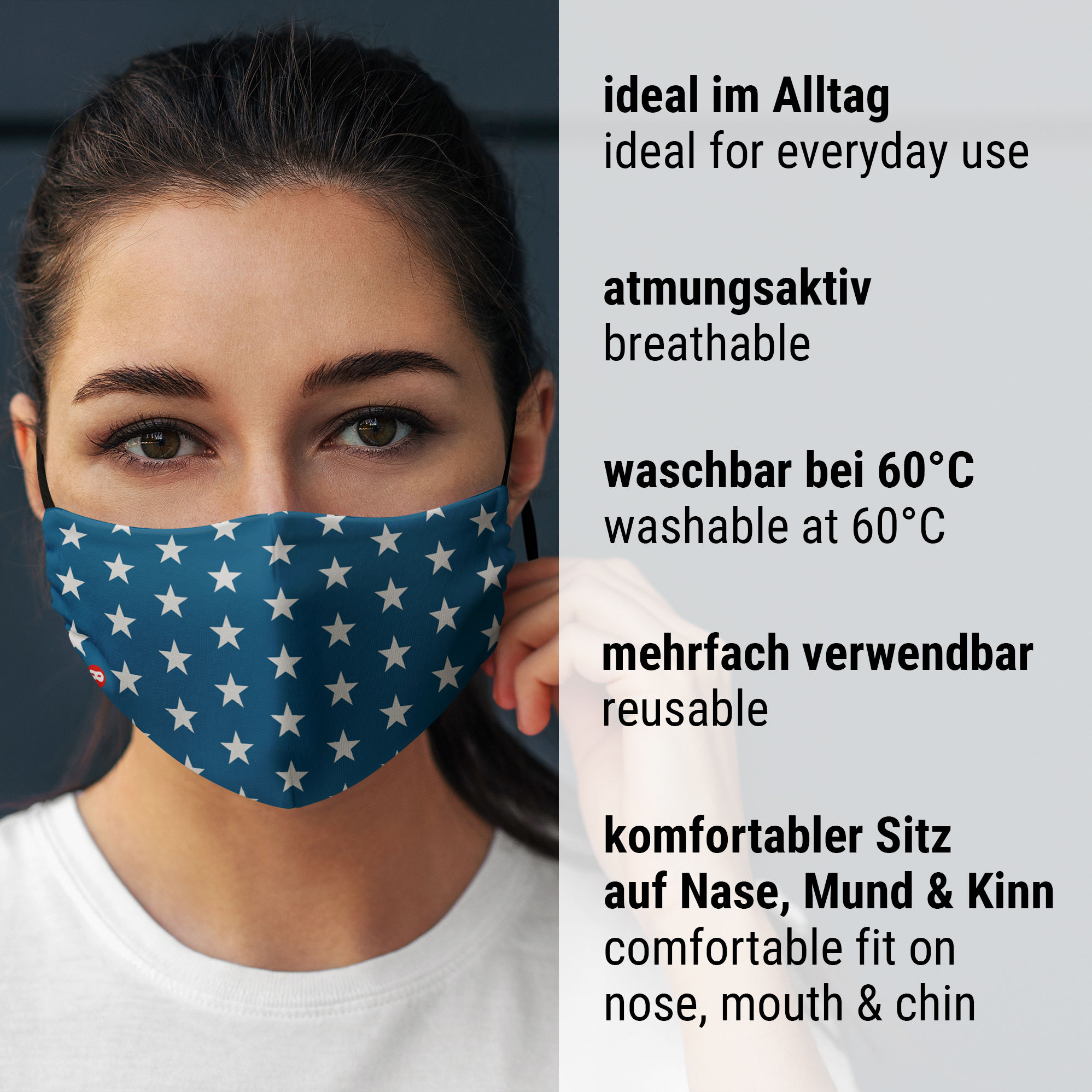 Stoffmaske für Kinder Sterne