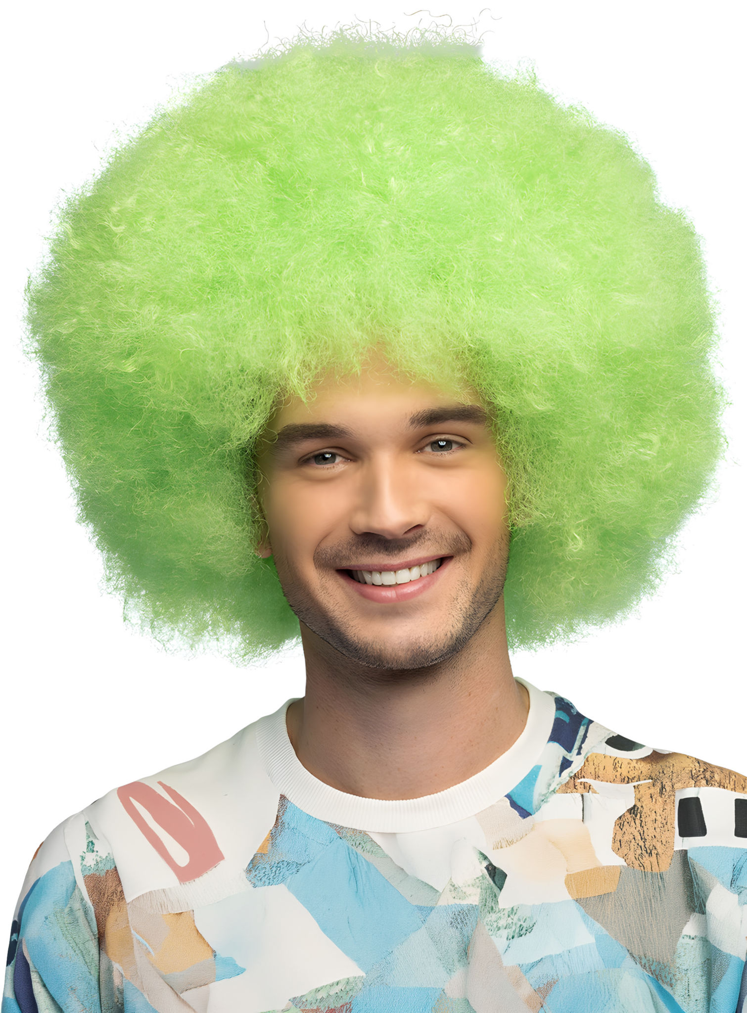 Suikerspin UV-pruik neongroen